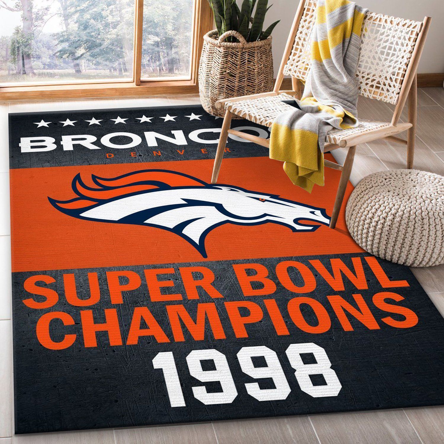 Denver Broncos 1998 Nfl Football Team Area Rug For Gift Living Room Rug Home US Decor - Indoor Outdoor Rugs