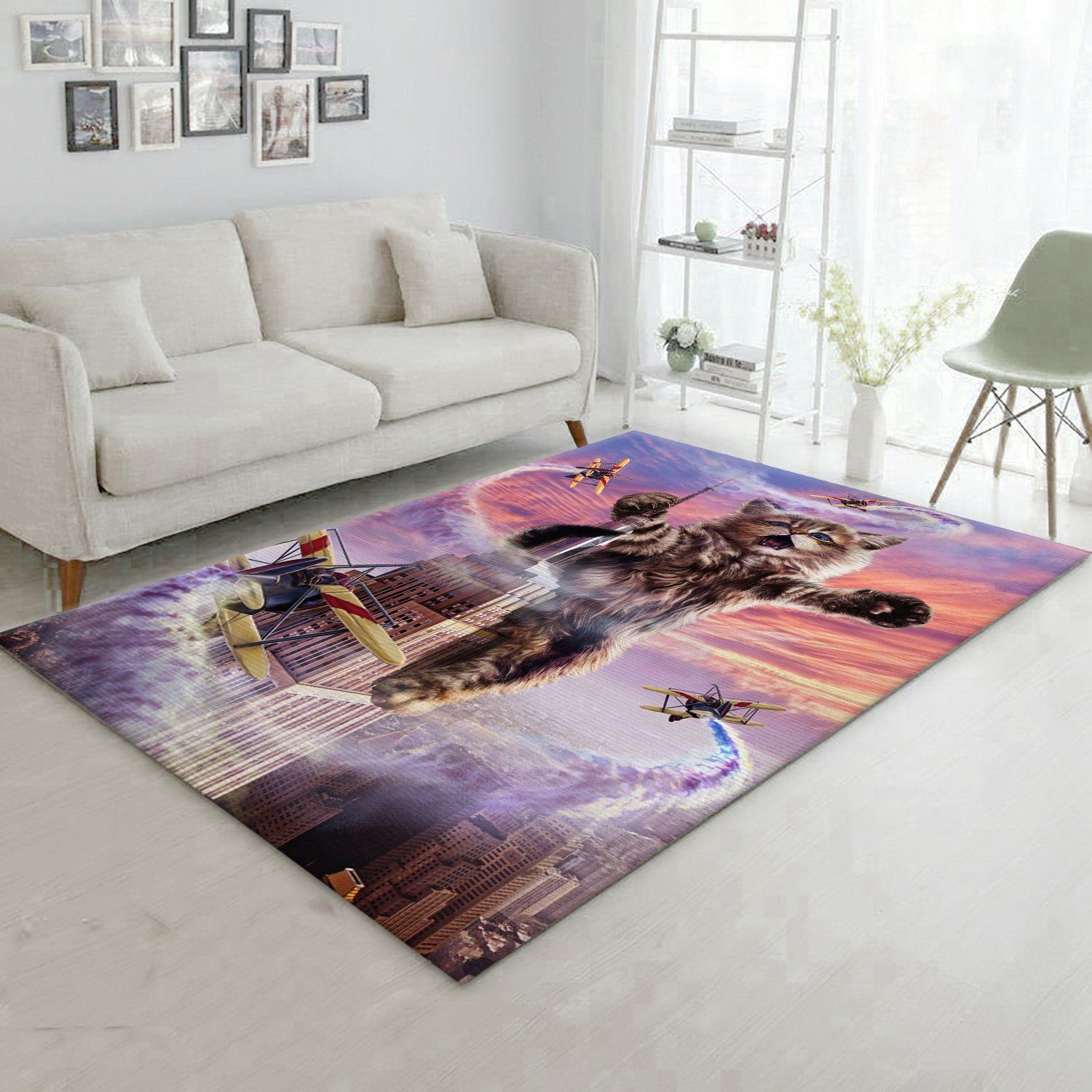 Monster Cat Empire State Area Rug Carpet Living Room Rug Family Gift US Decor - Indoor Outdoor Rugs