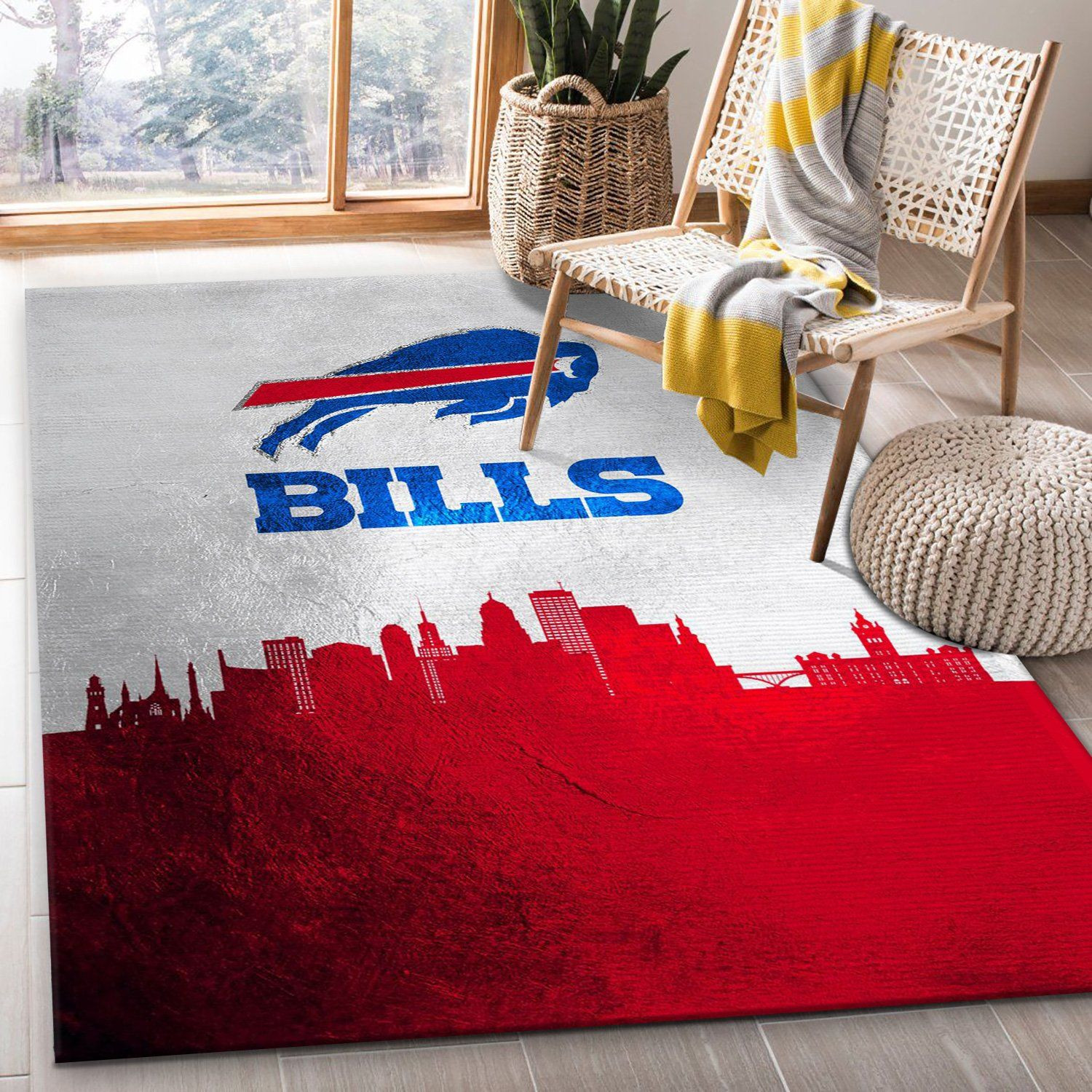 Buffalo Bills Skyline NFL Area Rug Carpet, Kitchen Rug, Home US Decor - Indoor Outdoor Rugs