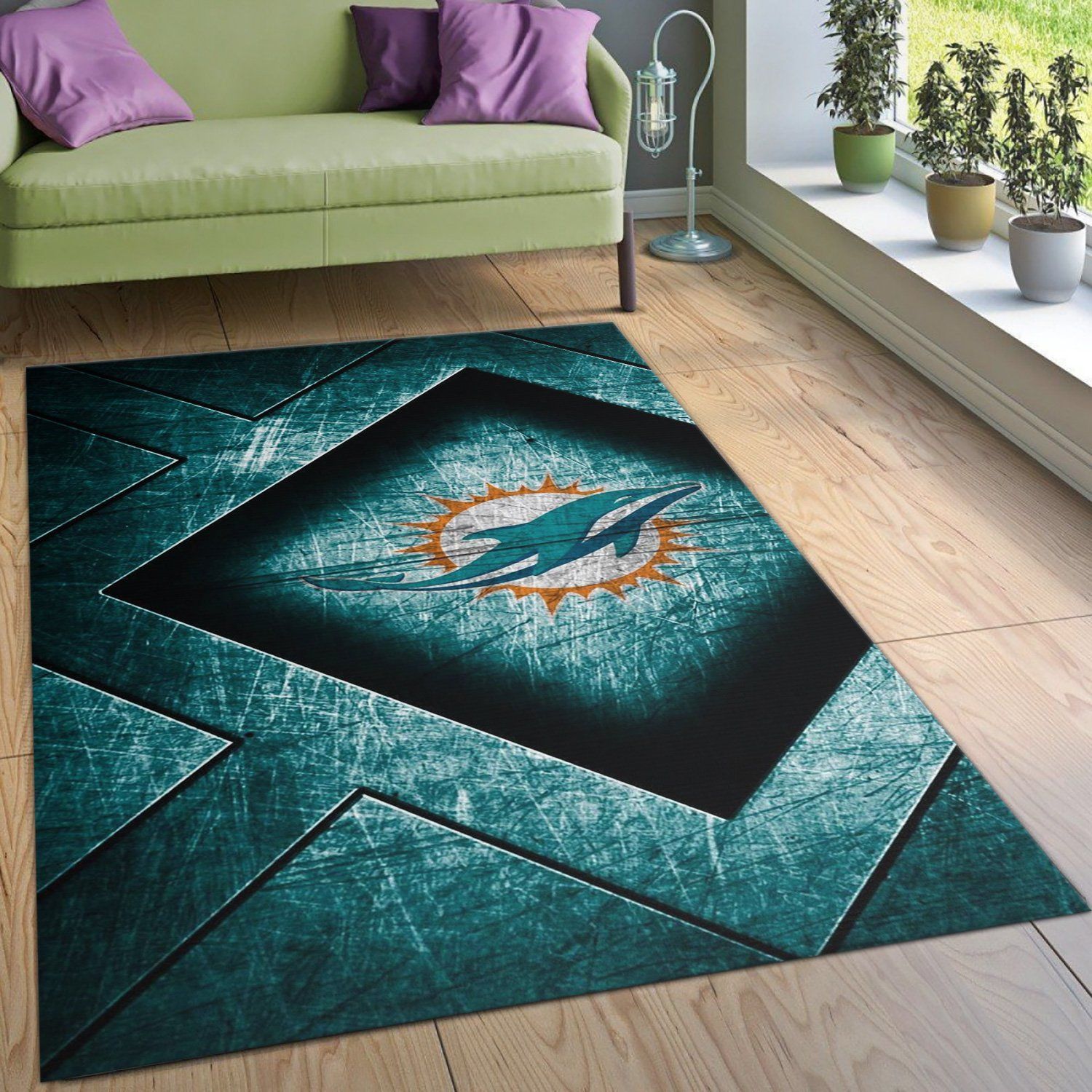 Dolphins Stone NFL Christmas Gift Rug Living Room Rug Home Decor Floor Decor - Indoor Outdoor Rugs