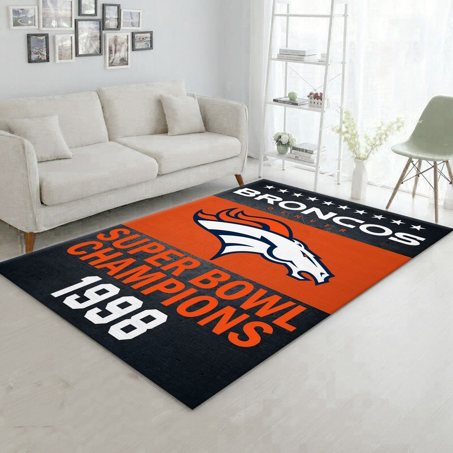Denver Broncos 1998 Nfl Football Team Area Rug For Gift Living Room Rug Home US Decor - Indoor Outdoor Rugs