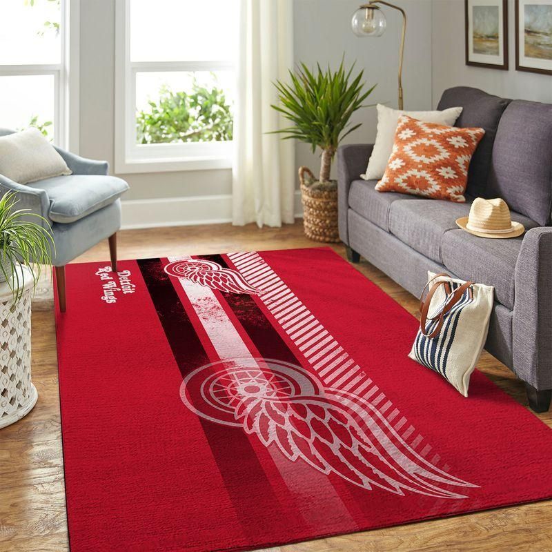 Detroit Red Wings Team Logo Rug Room Carpet Custom Area Floor Home Decor - Indoor Outdoor Rugs