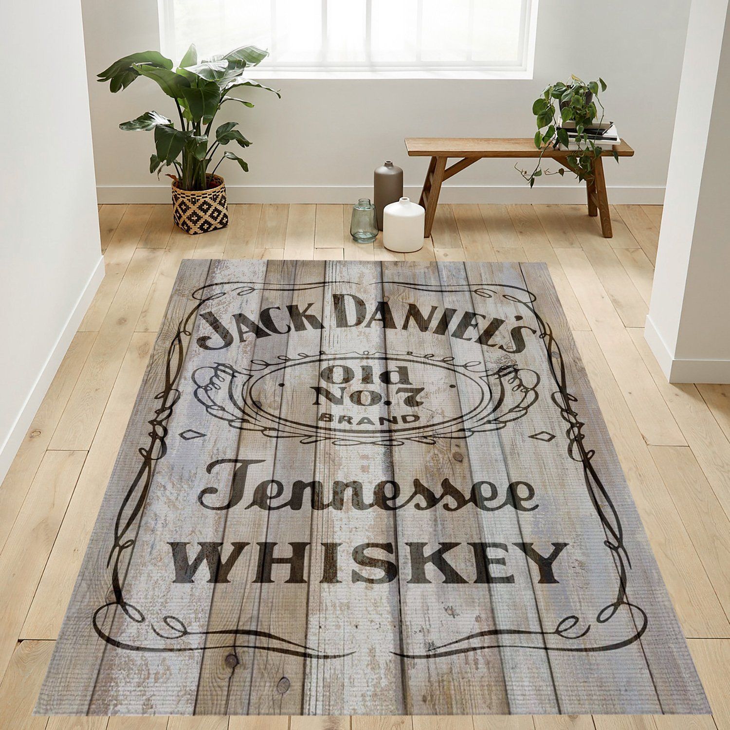 Jack Daniels Wood Rug Bedroom Rug Christmas Gift US Decor - Indoor Outdoor Rugs