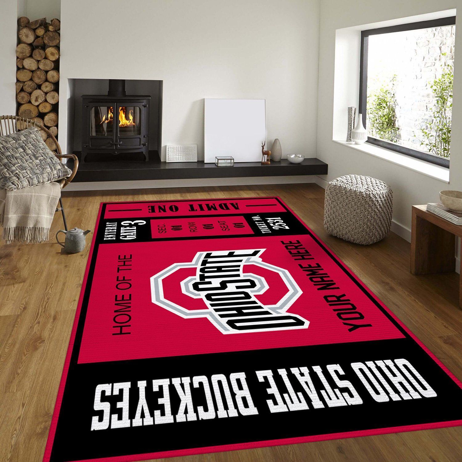 Ohio State Buckeyes Ncaa Customizable Rug, Living Room Rug - Floor US Decor - Indoor Outdoor Rugs