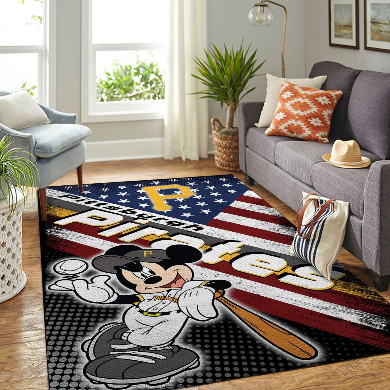 Pittsburgh Pirates Mlb Team Logo Mickey Us Style Nice Gift Home Decor Rectangle Area Rug - Indoor Outdoor Rugs