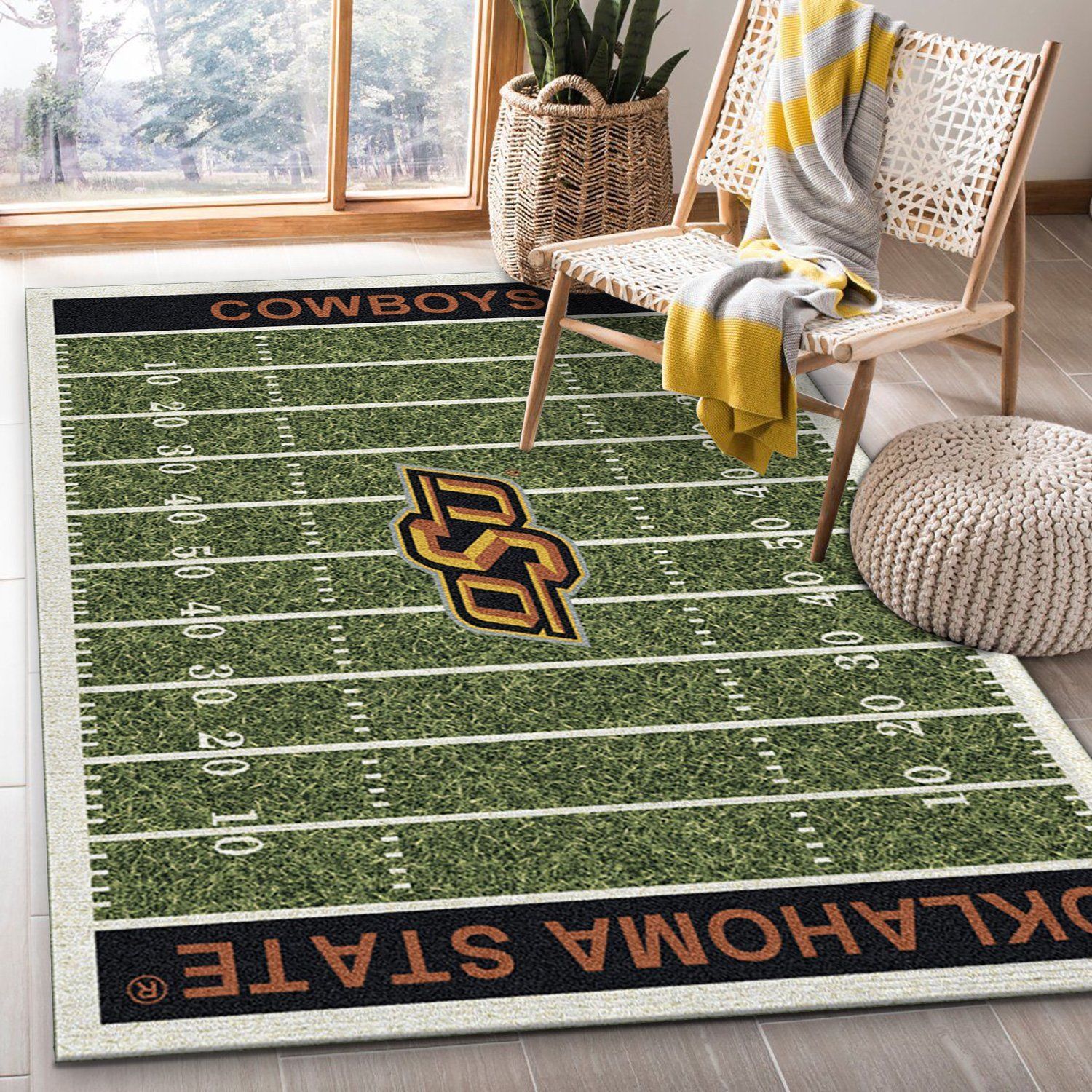 College Oklahoma State NFL Team Logo Area Rug, Bedroom Rug, Home Decor Floor Decor - Indoor Outdoor Rugs