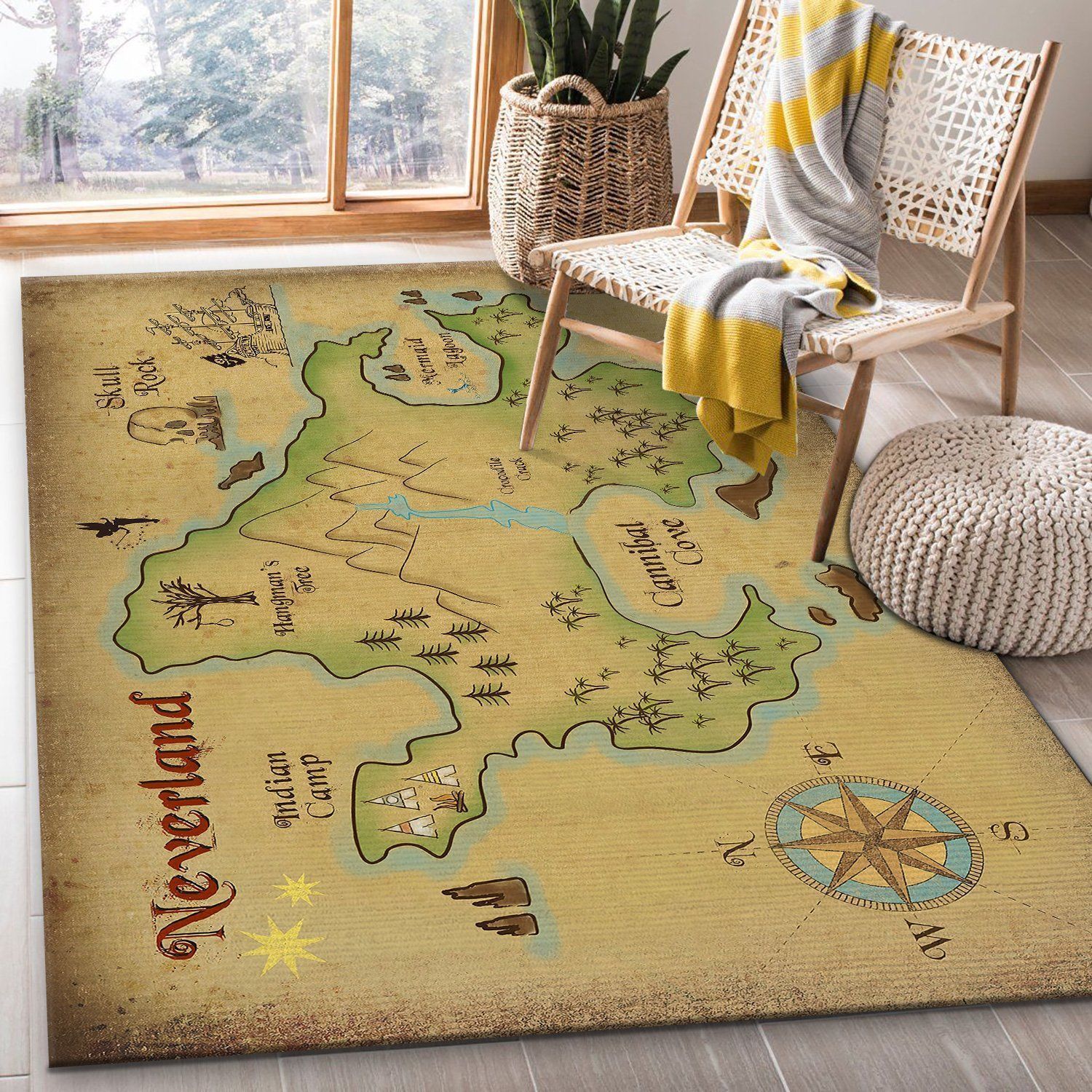 Neverland Map Area Rugs Living Room Carpet FN051109 Christmas Gift Floor Decor The US Decor - Indoor Outdoor Rugs