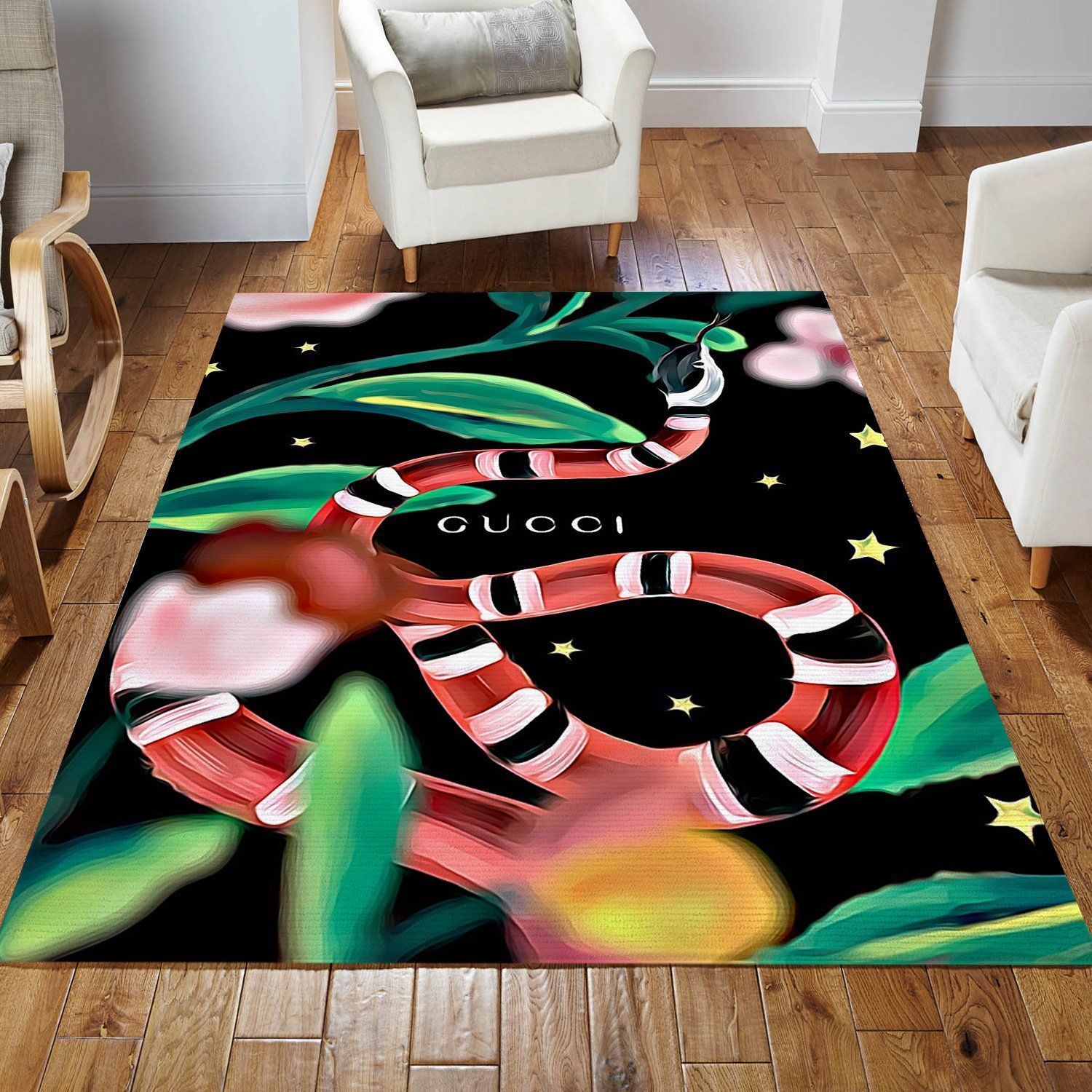 Gucci Snake Area Rug Bedroom Rug Christmas Gift US Decor - Indoor Outdoor Rugs