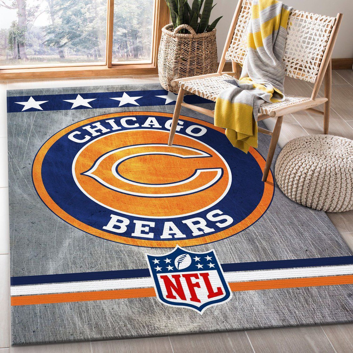 Chicago Bears Nfl Football Team Area Rug For Gift Living Room Rug Home US Decor - Indoor Outdoor Rugs