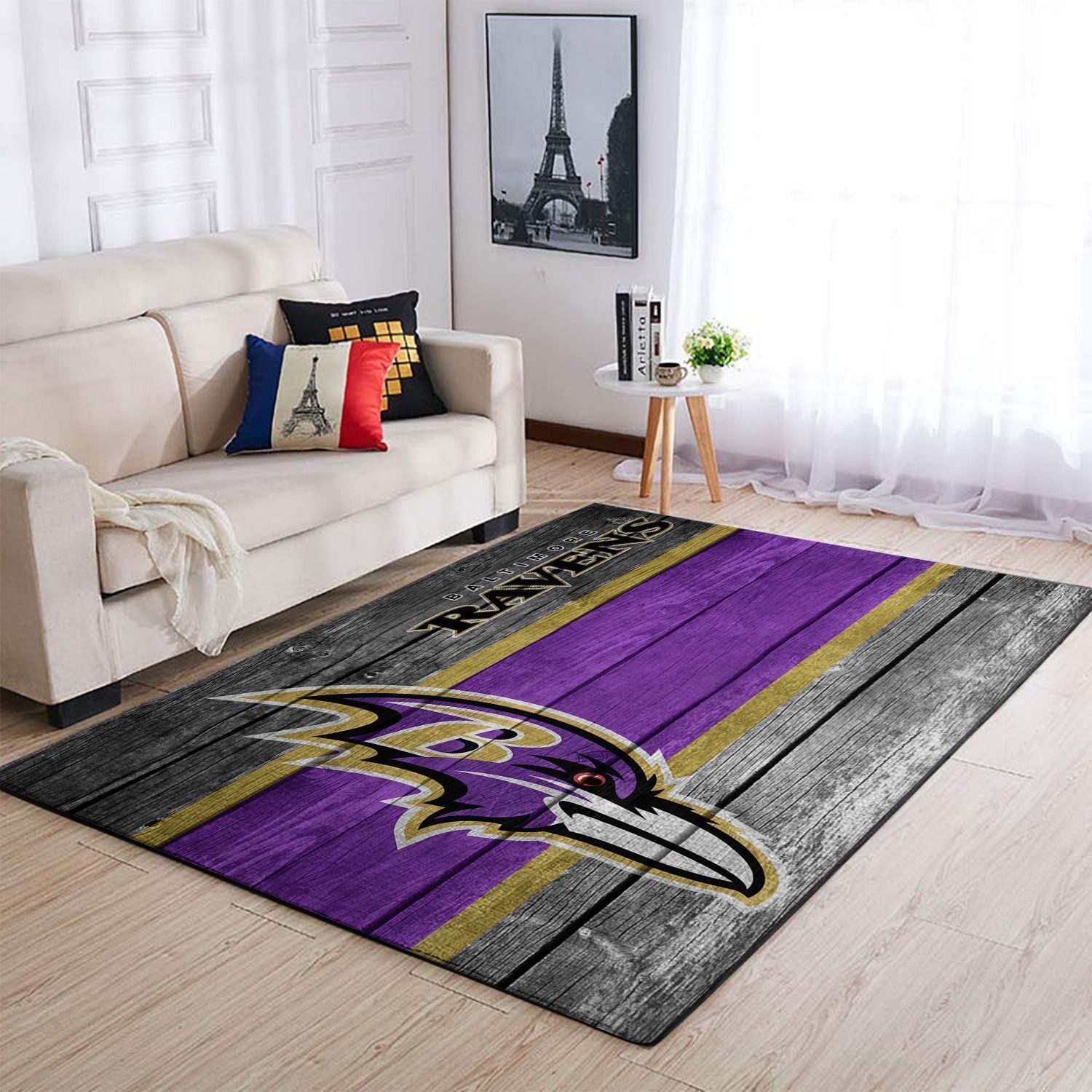 Baltimore Ravens Nfl Team Logo Wooden Style Style Nice Gift Home Decor Rectangle Area Rug - Indoor Outdoor Rugs