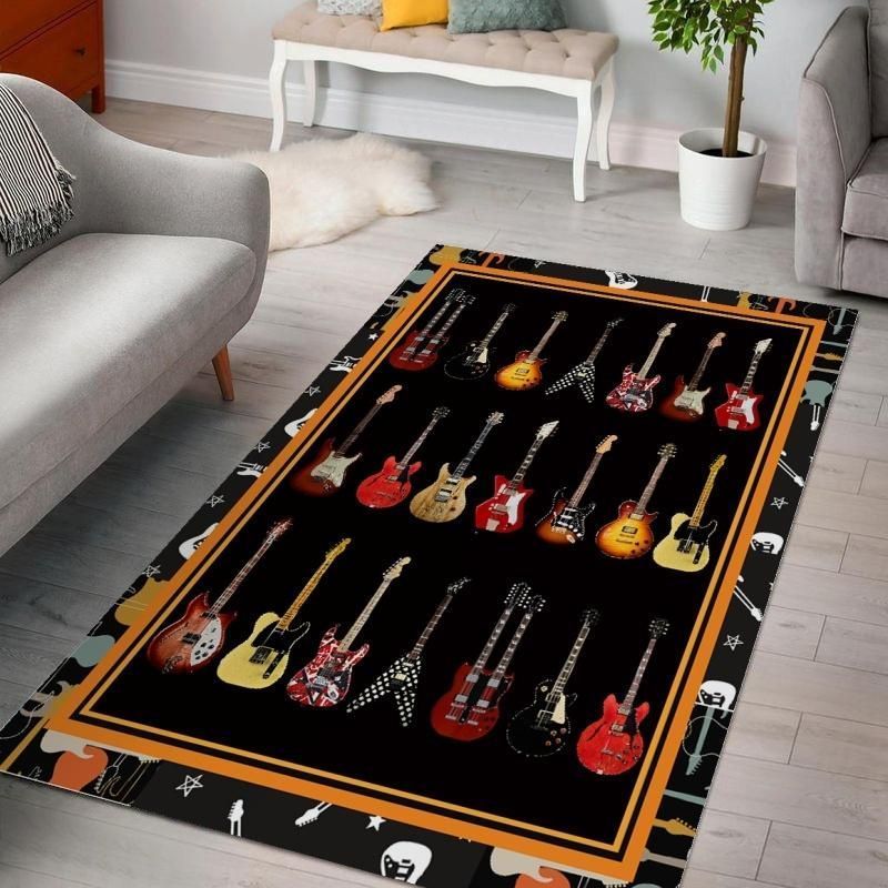 Beatles Guitar Collection Living Room Area Rug,  Bedroom,  Family Gift US Decor - Indoor Outdoor Rugs