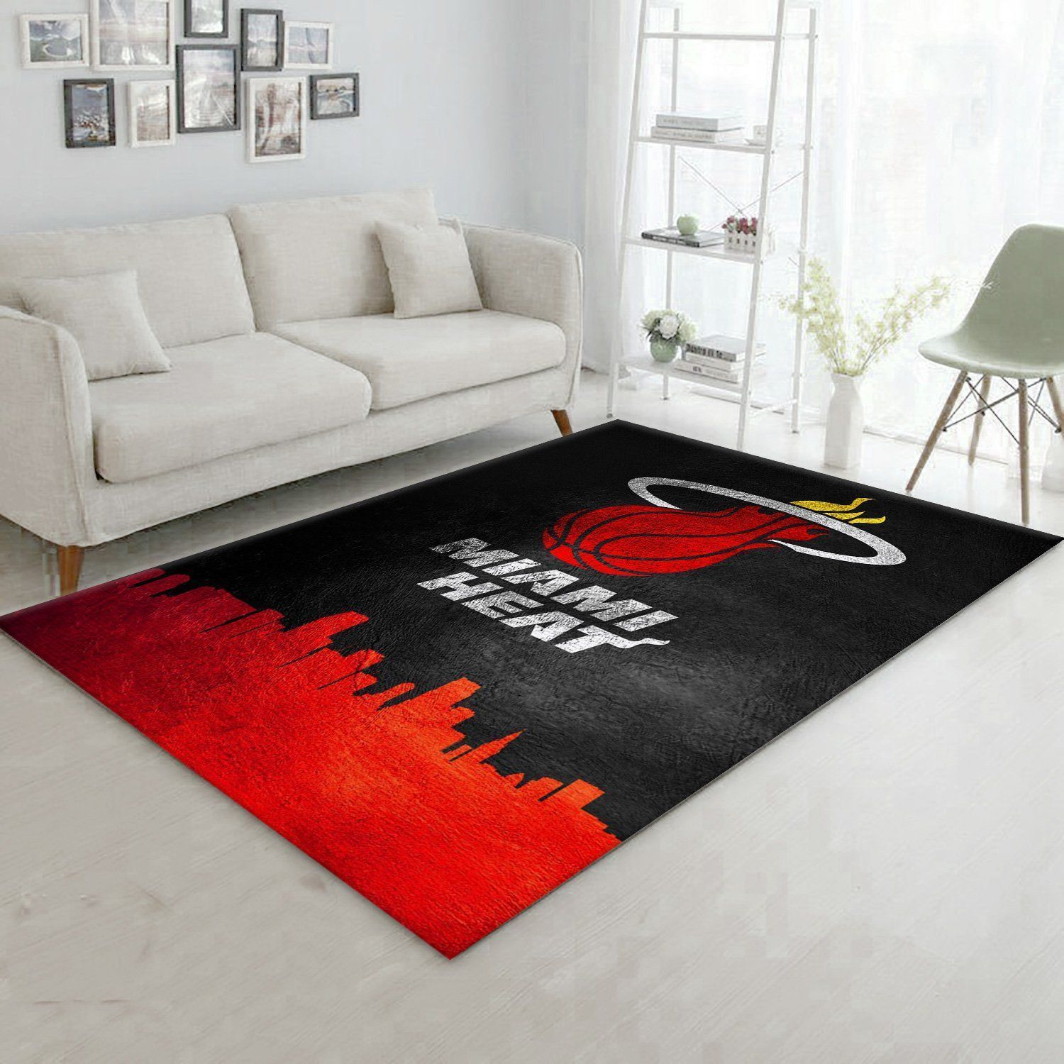 Miami Heat Skyline Area Rug Carpet, Bedroom, Family Gift US Decor - Indoor Outdoor Rugs