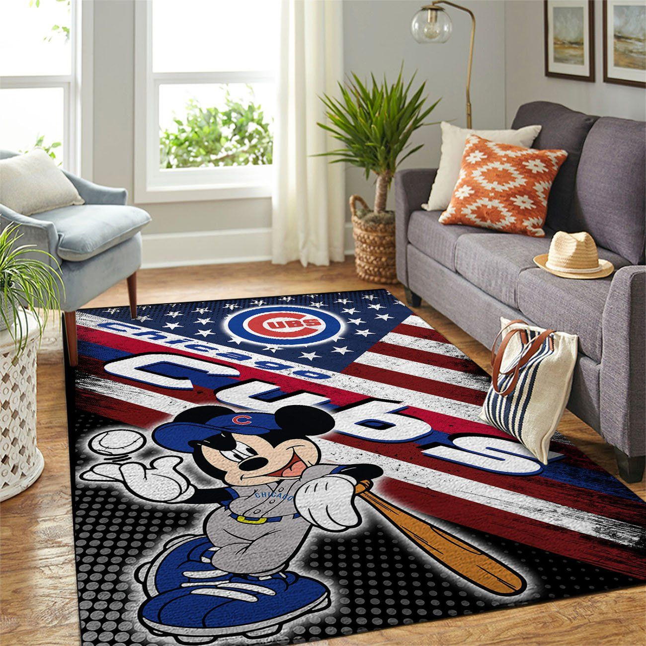 Chicago Cubs Mlb Team Logo Mickey Us Style Nice Gift Home Decor Rectangle Area Rug - Indoor Outdoor Rugs