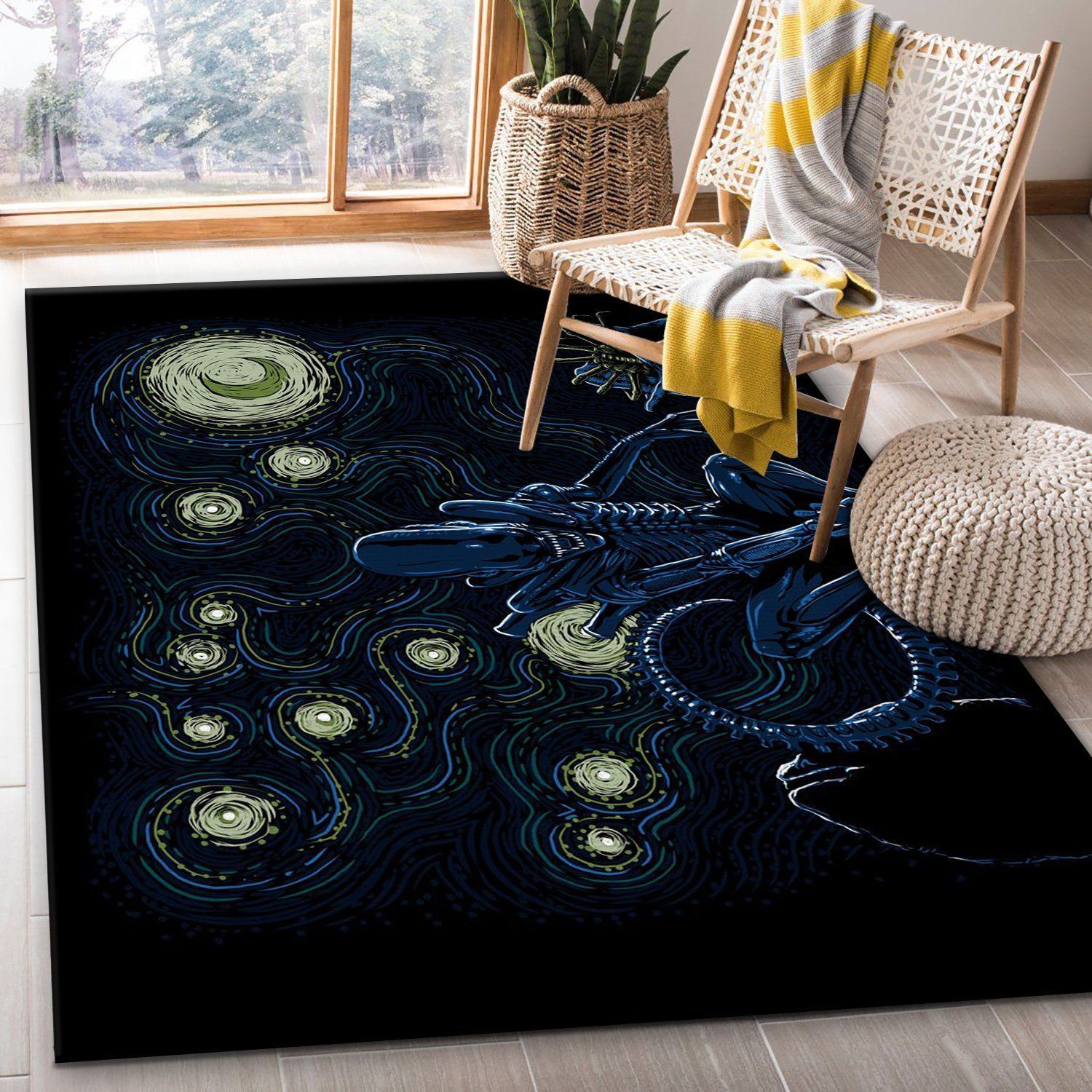 Starry Xenomorph Area Rug For Christmas, Kitchen Rug, Home US Decor - Indoor Outdoor Rugs