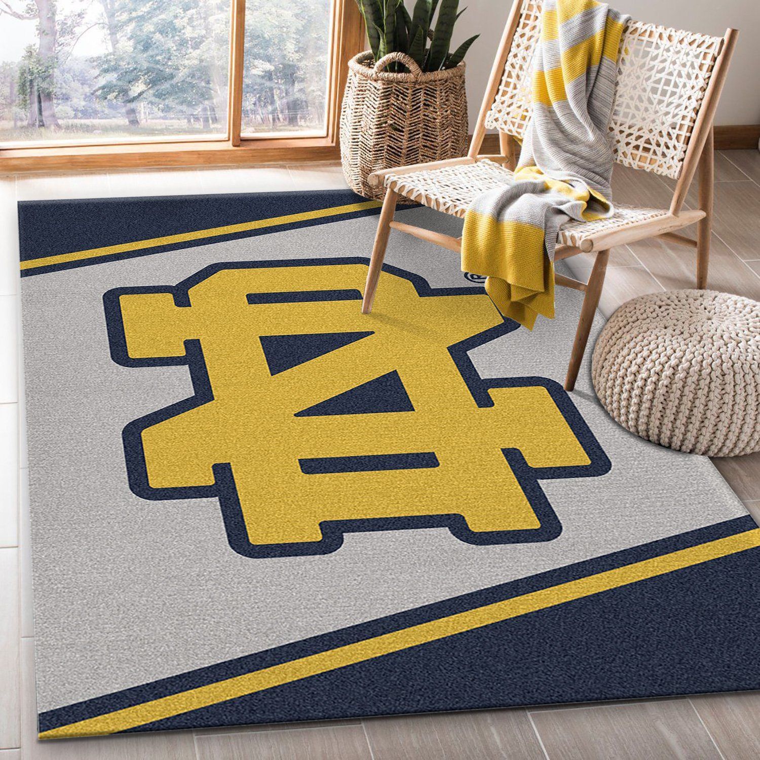 College Spirit Notre Dame Sport Area Rug For Christmas Team Logo Family Gift US Decor - Indoor Outdoor Rugs