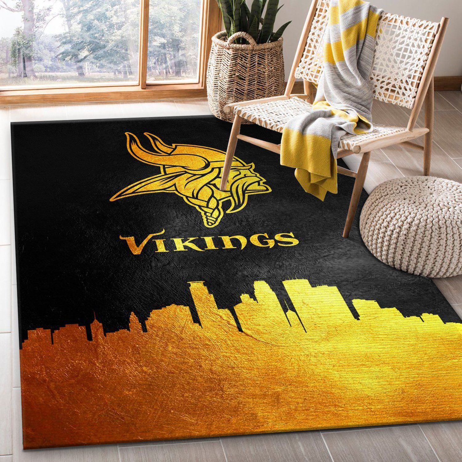 Minnesota Vikings Skyline NFL Area Rug Carpet, Kitchen Rug, Home US Decor - Indoor Outdoor Rugs