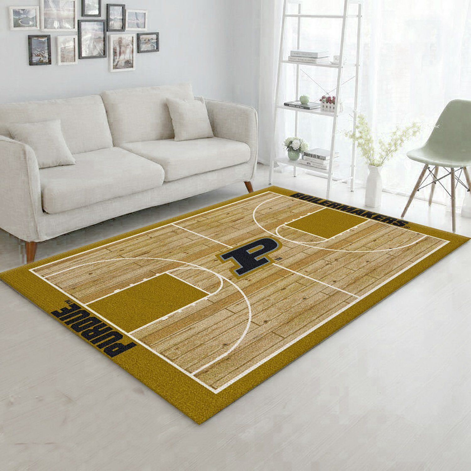 College Home Court Purdue Basketball Team Logo Area Rug, Kitchen Rug, US Gift Decor - Indoor Outdoor Rugs