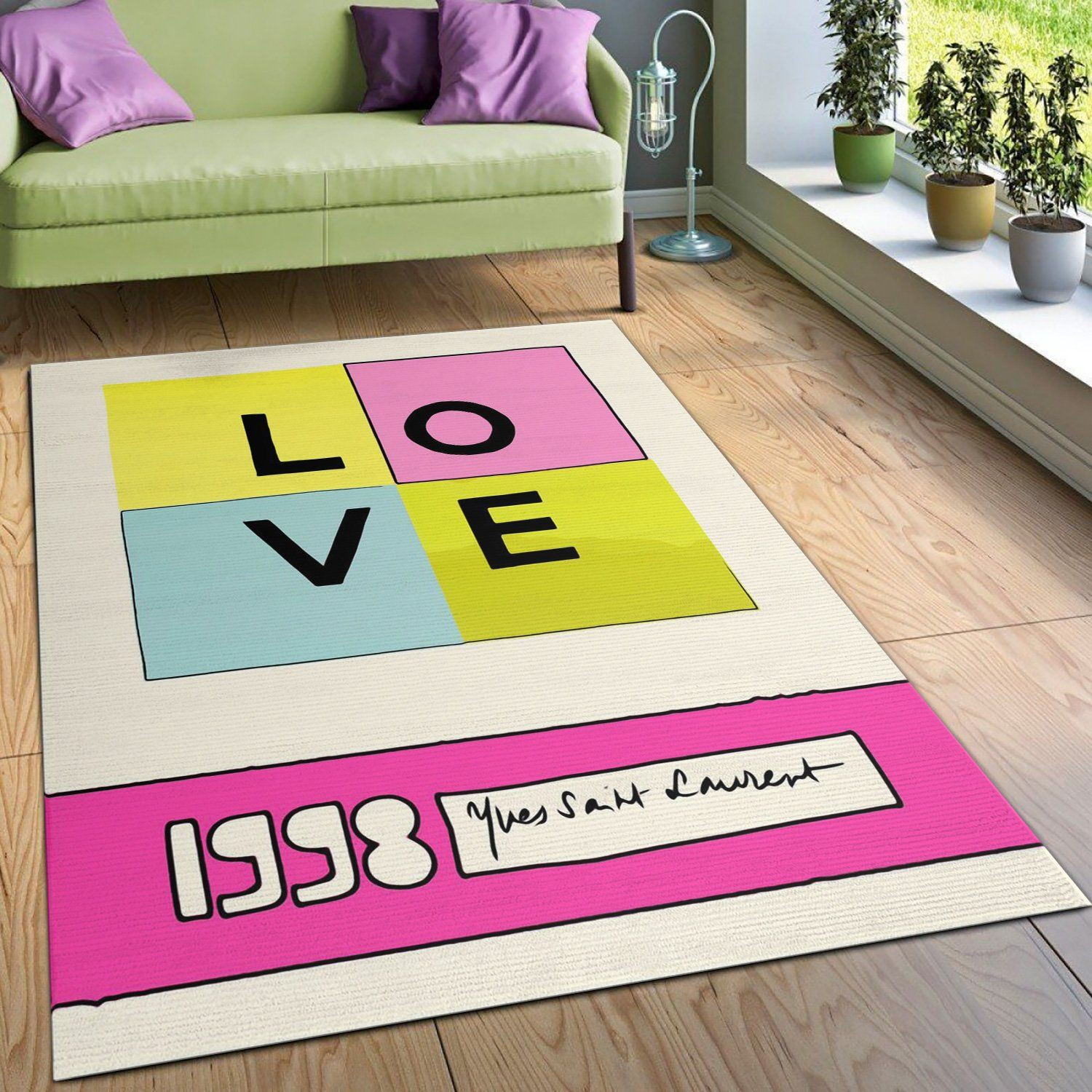 Ysl Vintage Love Poster Rug Living Room Rug Home Decor Floor Decor - Indoor Outdoor Rugs