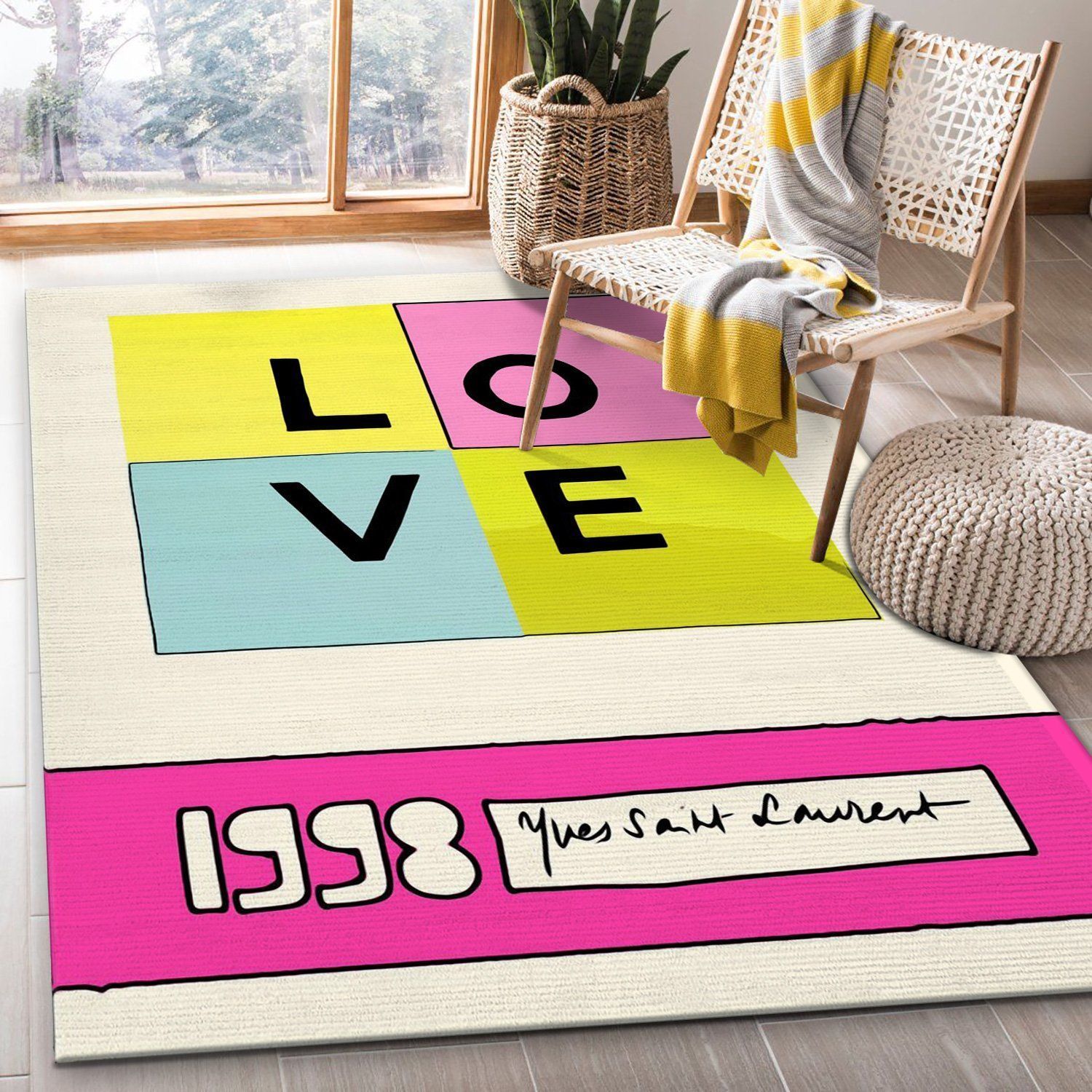 Ysl Vintage Love Poster Rug Living Room Rug Home Decor Floor Decor - Indoor Outdoor Rugs