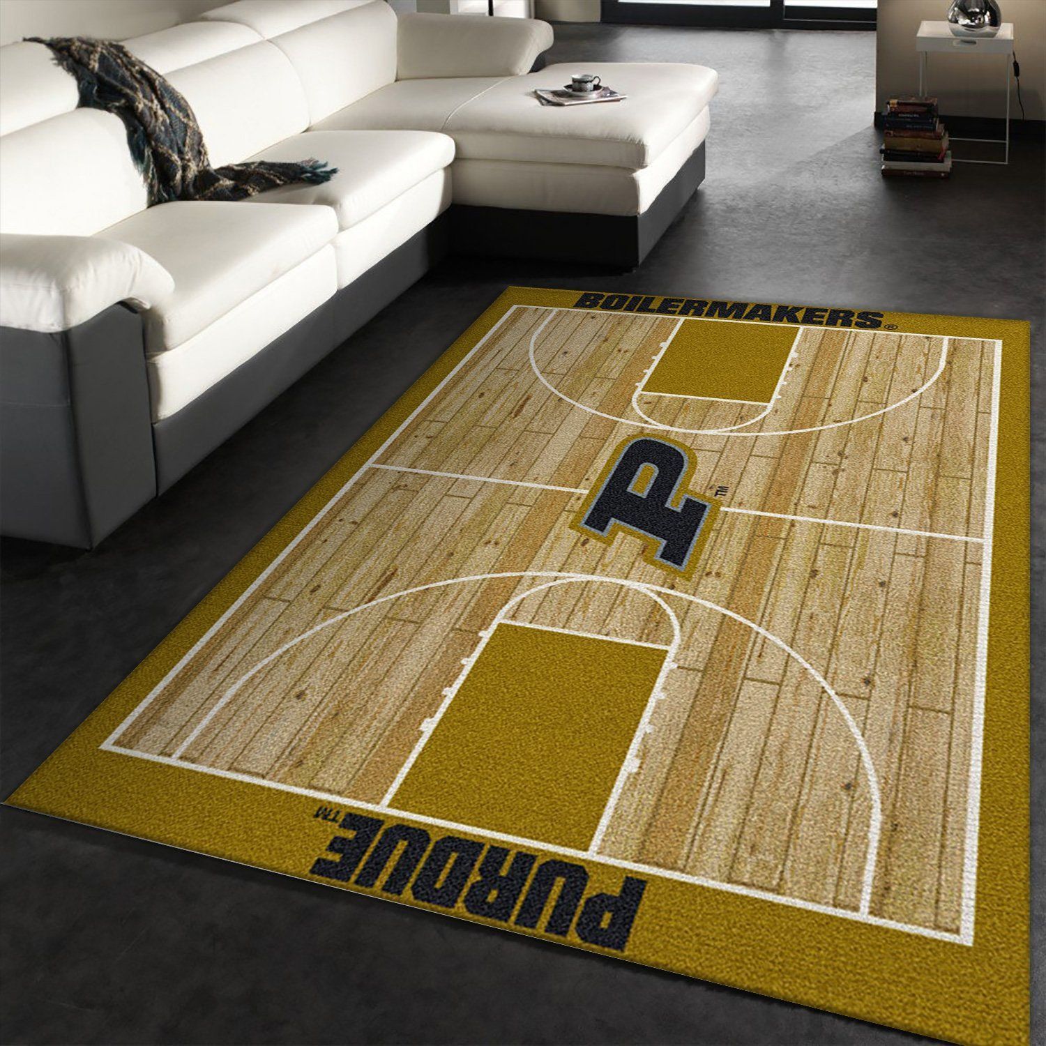 College Home Court Purdue Basketball Team Logo Area Rug, Kitchen Rug, US Gift Decor - Indoor Outdoor Rugs