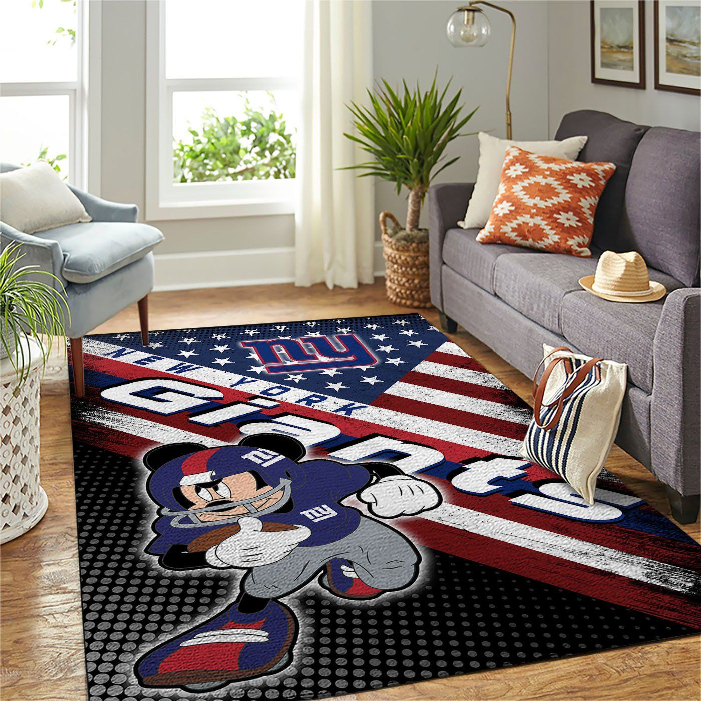 New York Giants Nfl Team Logo Mickey Us Style Nice Gift Home Decor Rectangle Area Rug - Indoor Outdoor Rugs
