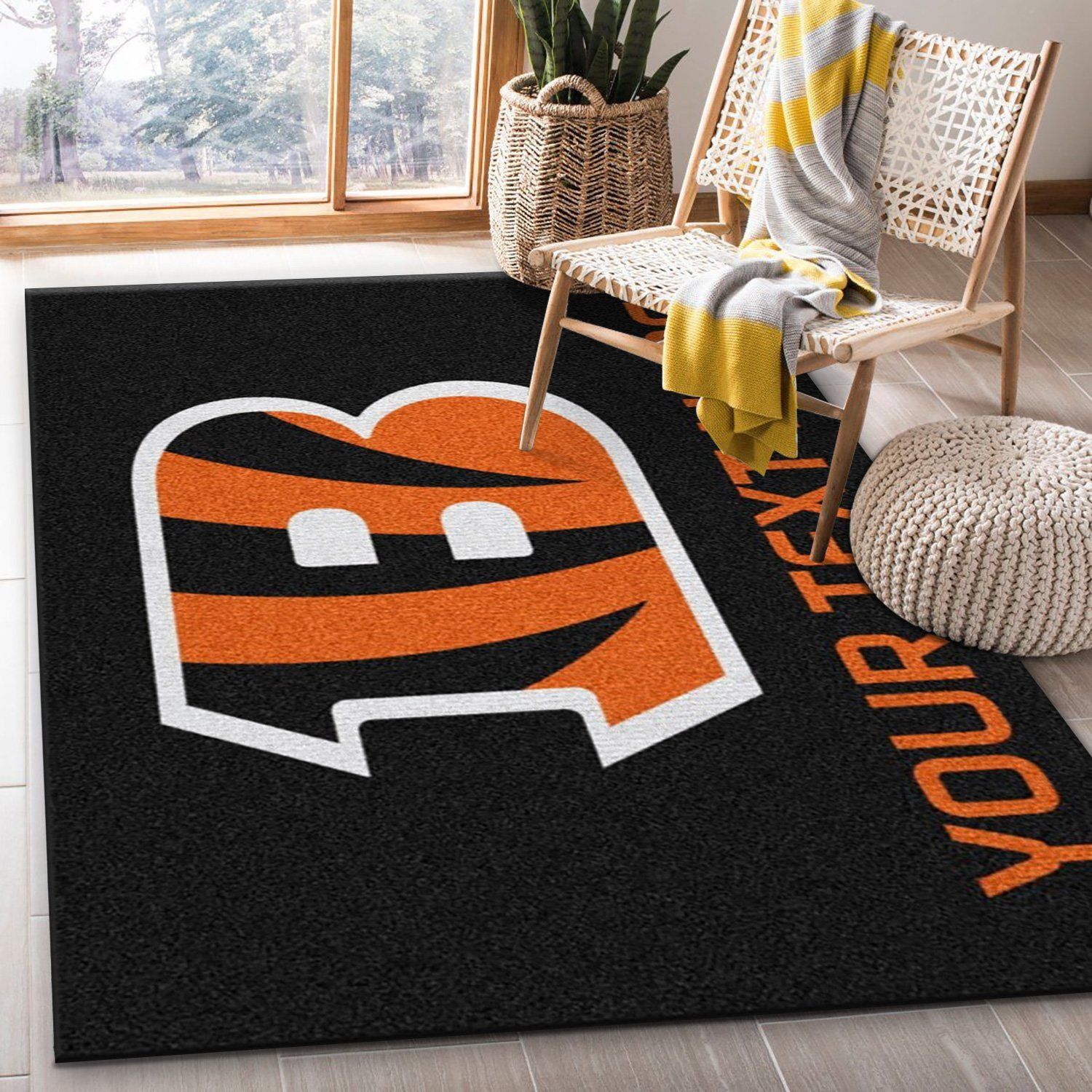 Customizable Cincinnati Bengals Personalized Accent Rug NFL Area Rug For Christmas, Kitchen Rug, Christmas Gift US Decor - Indoor Outdoor Rugs