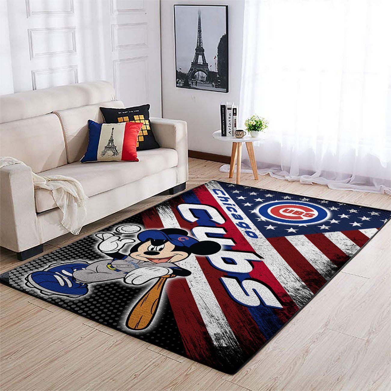 Chicago Cubs Mlb Team Logo Mickey Us Style Nice Gift Home Decor Rectangle Area Rug - Indoor Outdoor Rugs