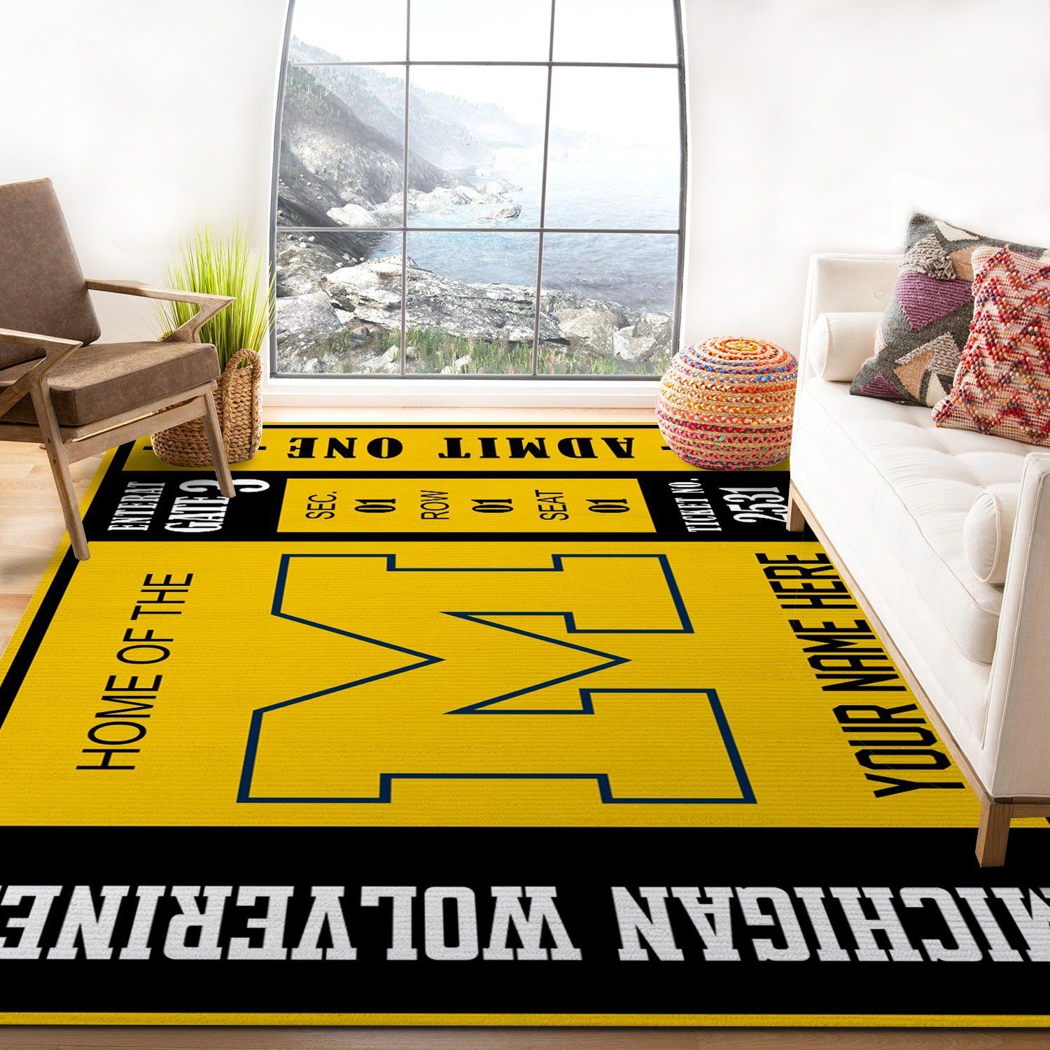 Michigan Wolverines Ncaa Customizable Rug For Gift, Bedroom Rug - Floor US Decor - Indoor Outdoor Rugs