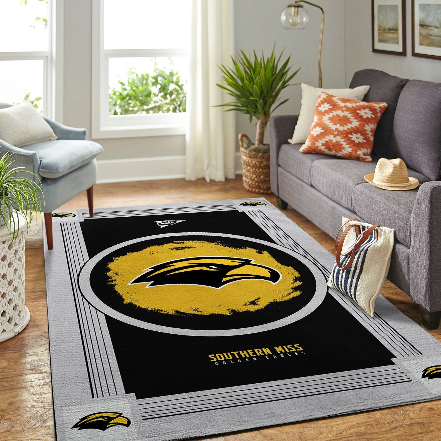 Southern Miss Golden Eagles Ncaa Team Logo Nice Gift Home Decor Rectangle Area Rug - Indoor Outdoor Rugs