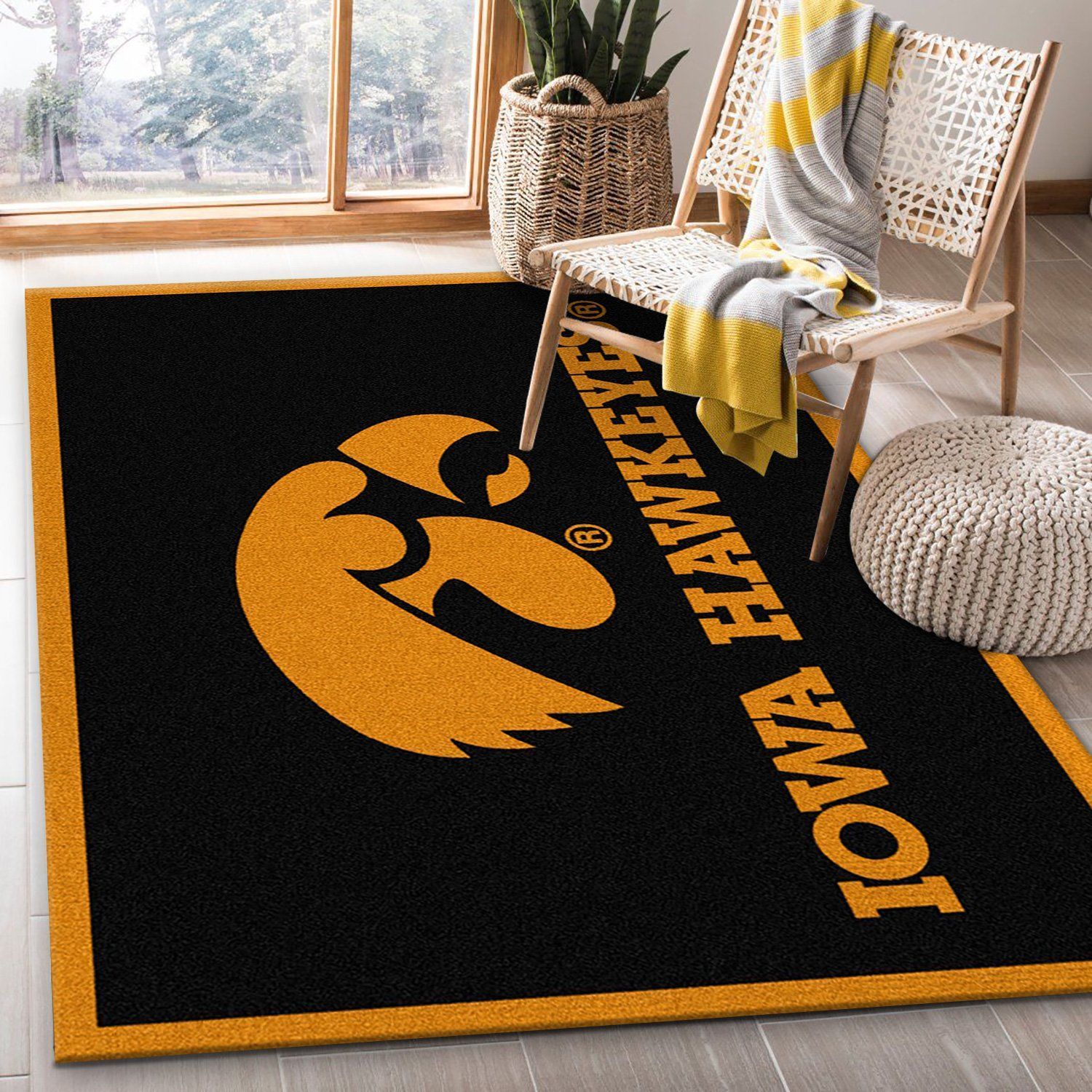 College Spirit Iowa Sport Area Rug For Christmas Team Logo Family Gift US Decor - Indoor Outdoor Rugs