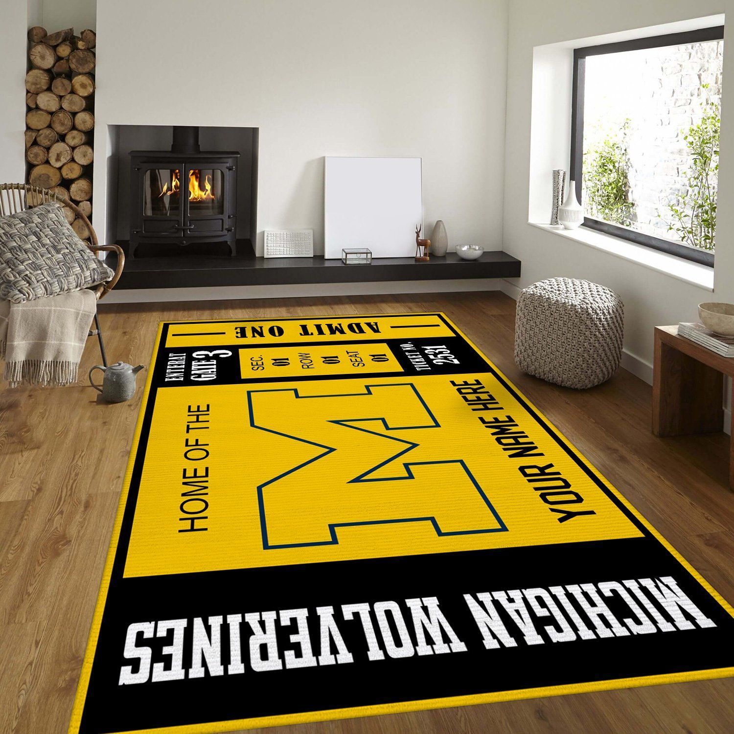 Michigan Wolverines Ncaa Customizable Rug For Gift, Bedroom Rug - Floor US Decor - Indoor Outdoor Rugs