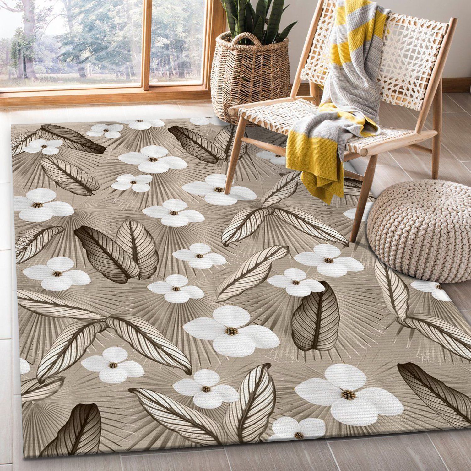 Calathea Palm Floral 1 Area Rug, Bedroom, Home US Decor - Indoor Outdoor Rugs