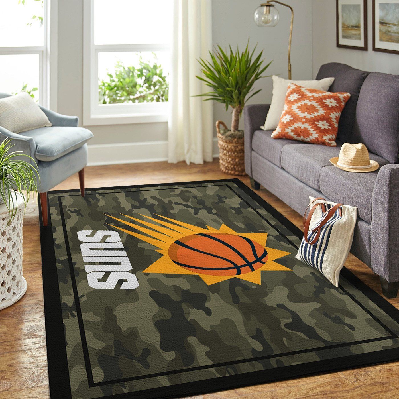 Phoenix Suns Nba Team Logo Camo Style Nice Gift Home Decor Area Rug Rugs For Living Room - Indoor Outdoor Rugs