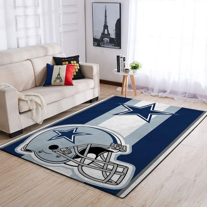 Dallas Cowboys Nfl Team Logo Helmet Rug Room Carpet Custom Area Floor Home Decor - Indoor Outdoor Rugs