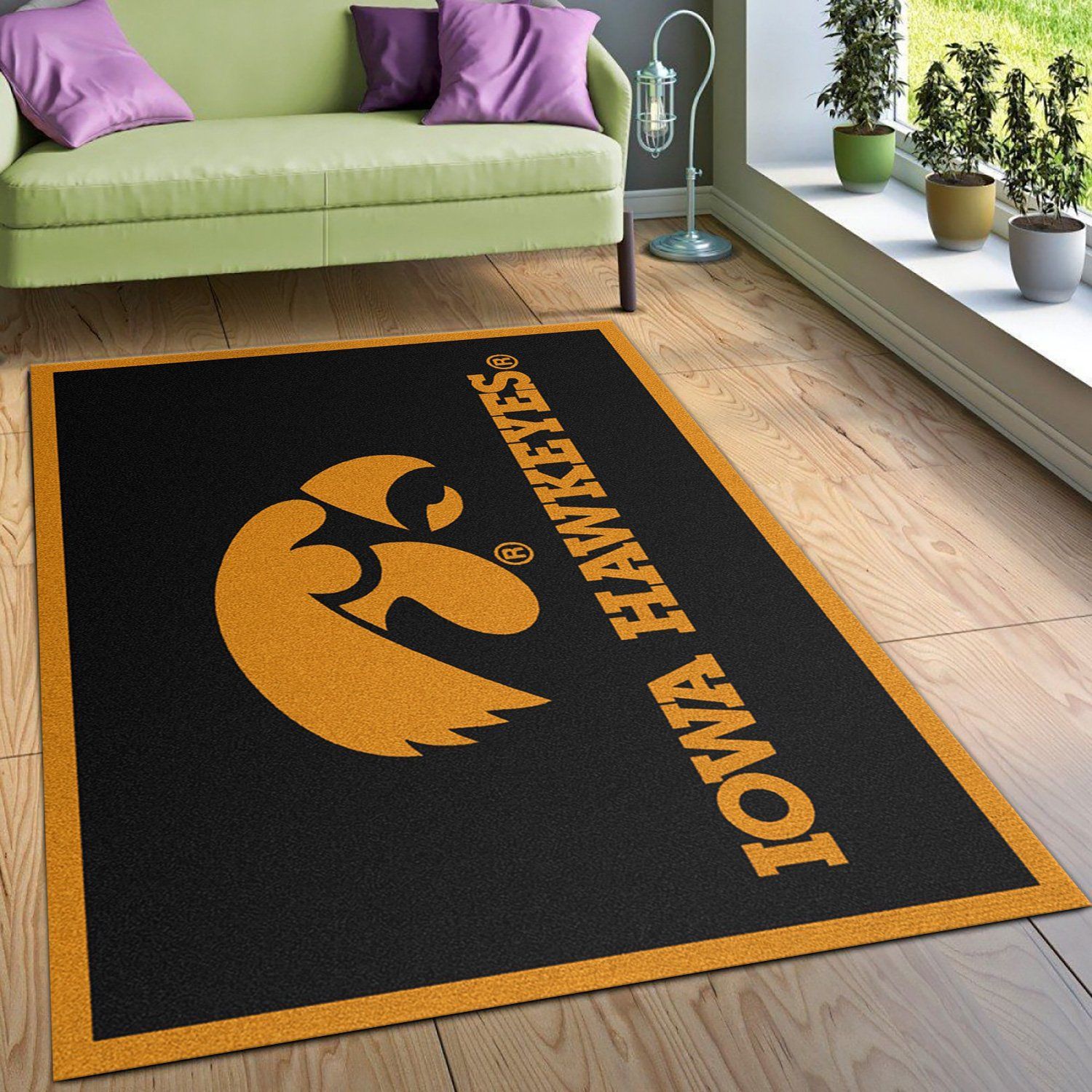 College Spirit Iowa Sport Area Rug For Christmas Team Logo Family Gift US Decor - Indoor Outdoor Rugs