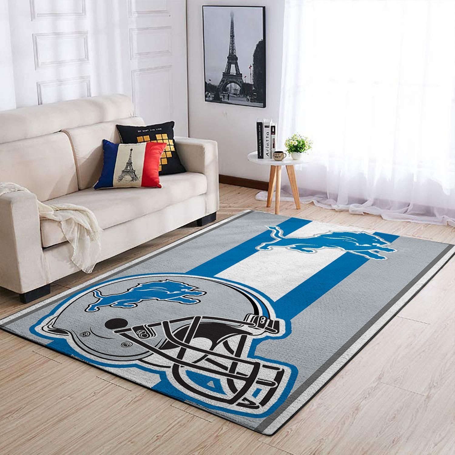 Detroit Lions Nfl Team Logo Helmet Nice Gift Home Decor Rectangle Area Rug - Indoor Outdoor Rugs