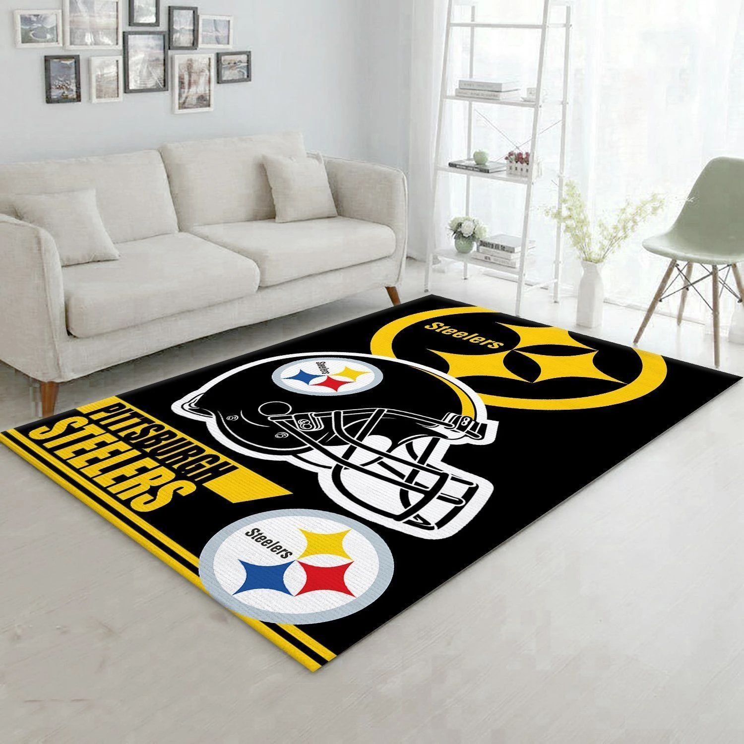 Pittsburgh Steelers NFL Team Logo Helmet Nice Gift Home Decor Rectangle Area Rug - Indoor Outdoor Rugs