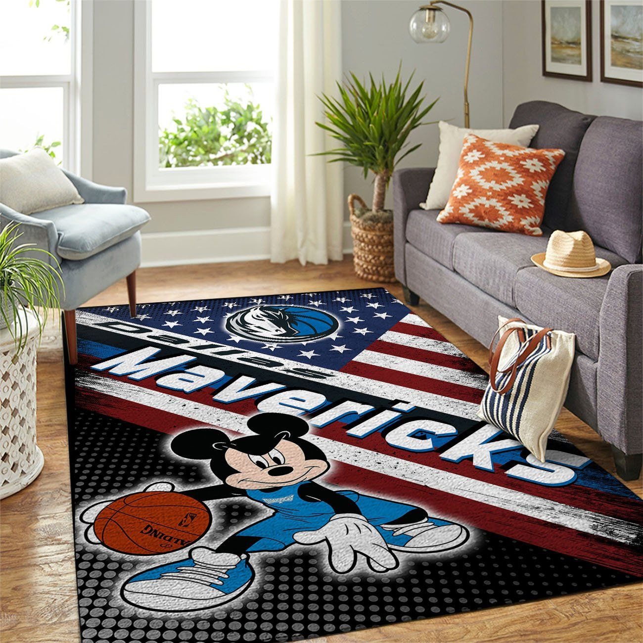 Dallas Mavericks Nba Team Logo Mickey Us Style Nice Gift Home Decor Rectangle Area Rug - Indoor Outdoor Rugs