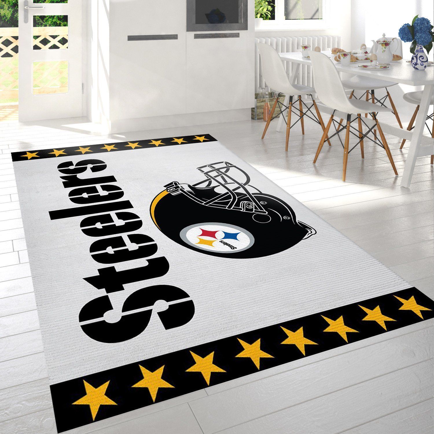 Pittsburgh Steelers Helmet Nfl Logo Area Rug For Gift Living Room Rug US Gift Decor - Indoor Outdoor Rugs