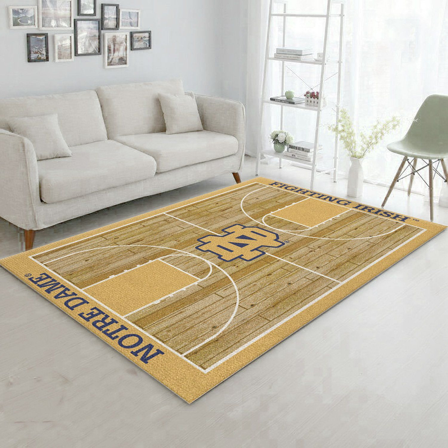 College Home Court Notre Dame Basketball Team Logo Area Rug, Kitchen Rug, Family Gift US Decor - Indoor Outdoor Rugs