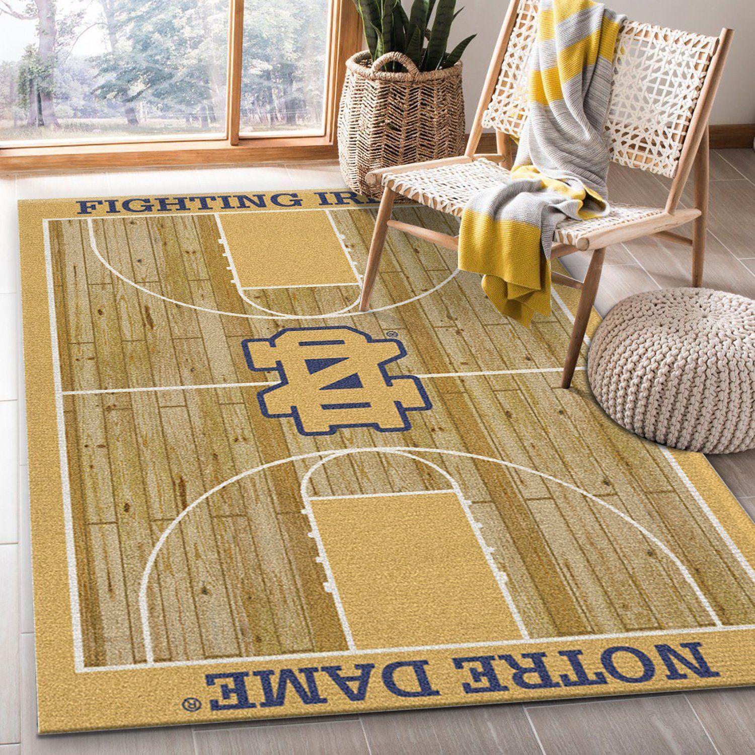 College Home Court Notre Dame Basketball Team Logo Area Rug, Kitchen Rug, Family Gift US Decor - Indoor Outdoor Rugs