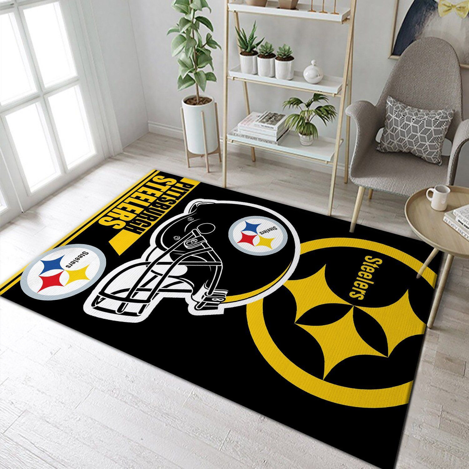 Pittsburgh Steelers NFL Team Logo Helmet Nice Gift Home Decor Rectangle Area Rug - Indoor Outdoor Rugs