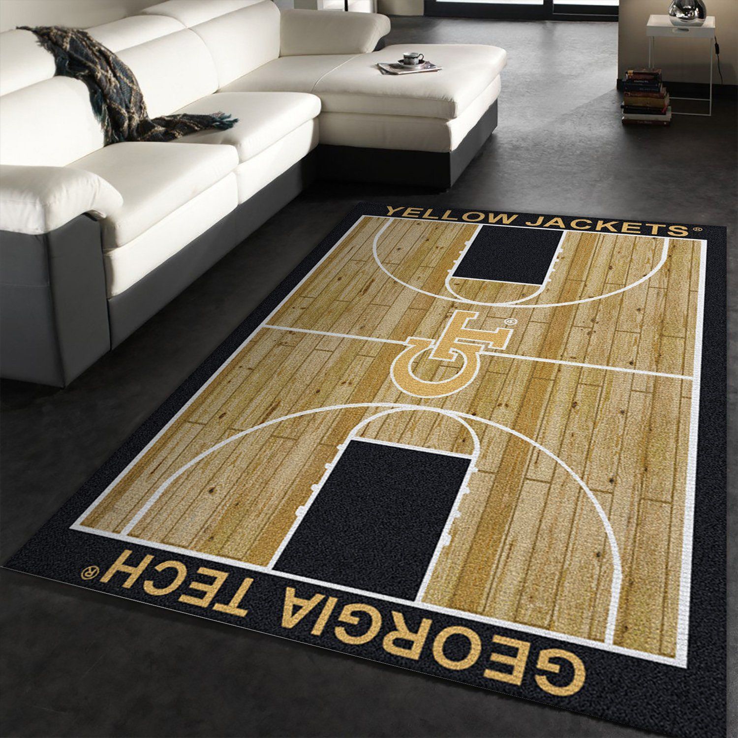 College Home Court Georgia Tech Basketball Team Logo Area Rug, Bedroom Rug, Christmas Gift US Decor - Indoor Outdoor Rugs