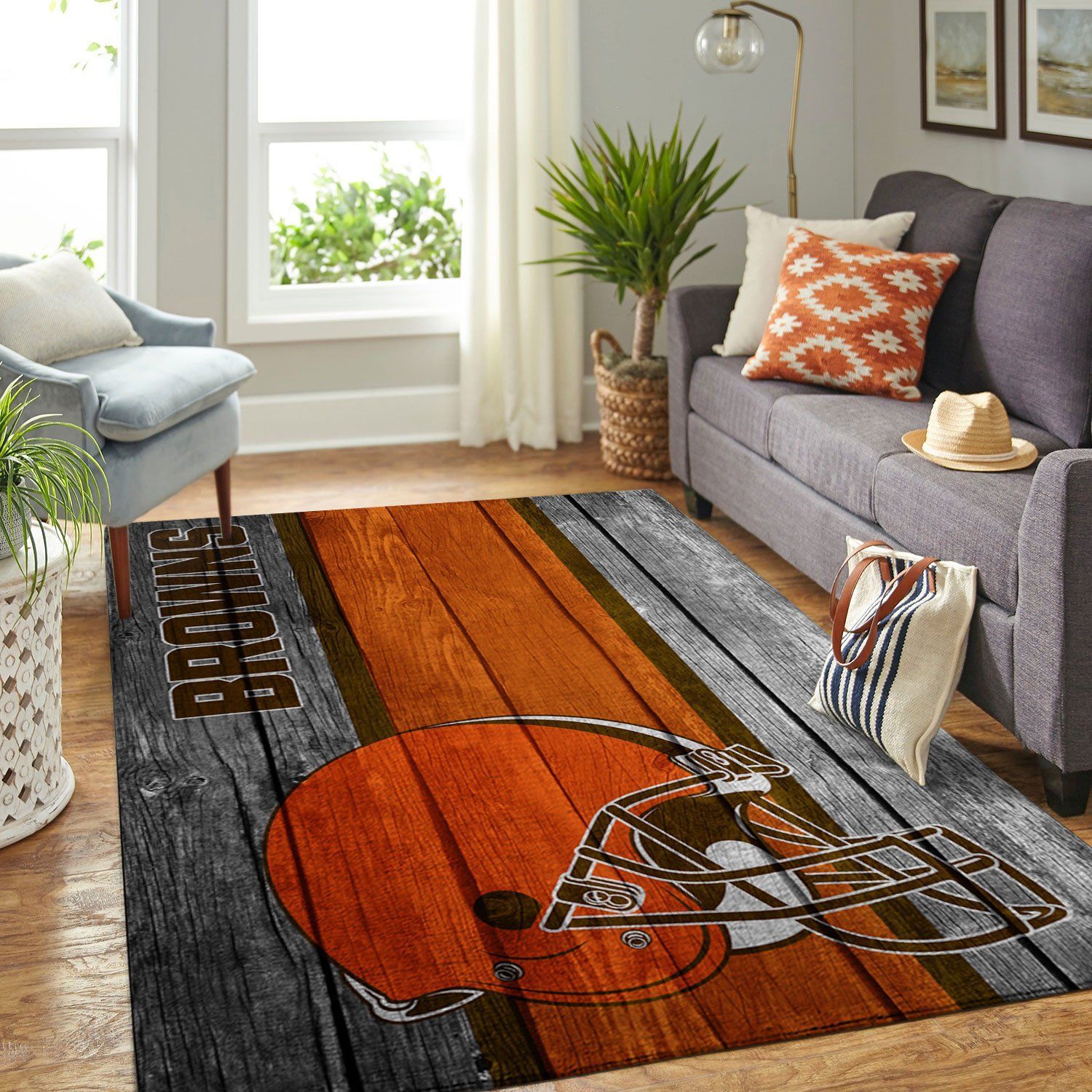 Cleveland Browns Nfl Team Logo Wooden Style Style Nice Gift Home Decor Rectangle Area Rug - Indoor Outdoor Rugs