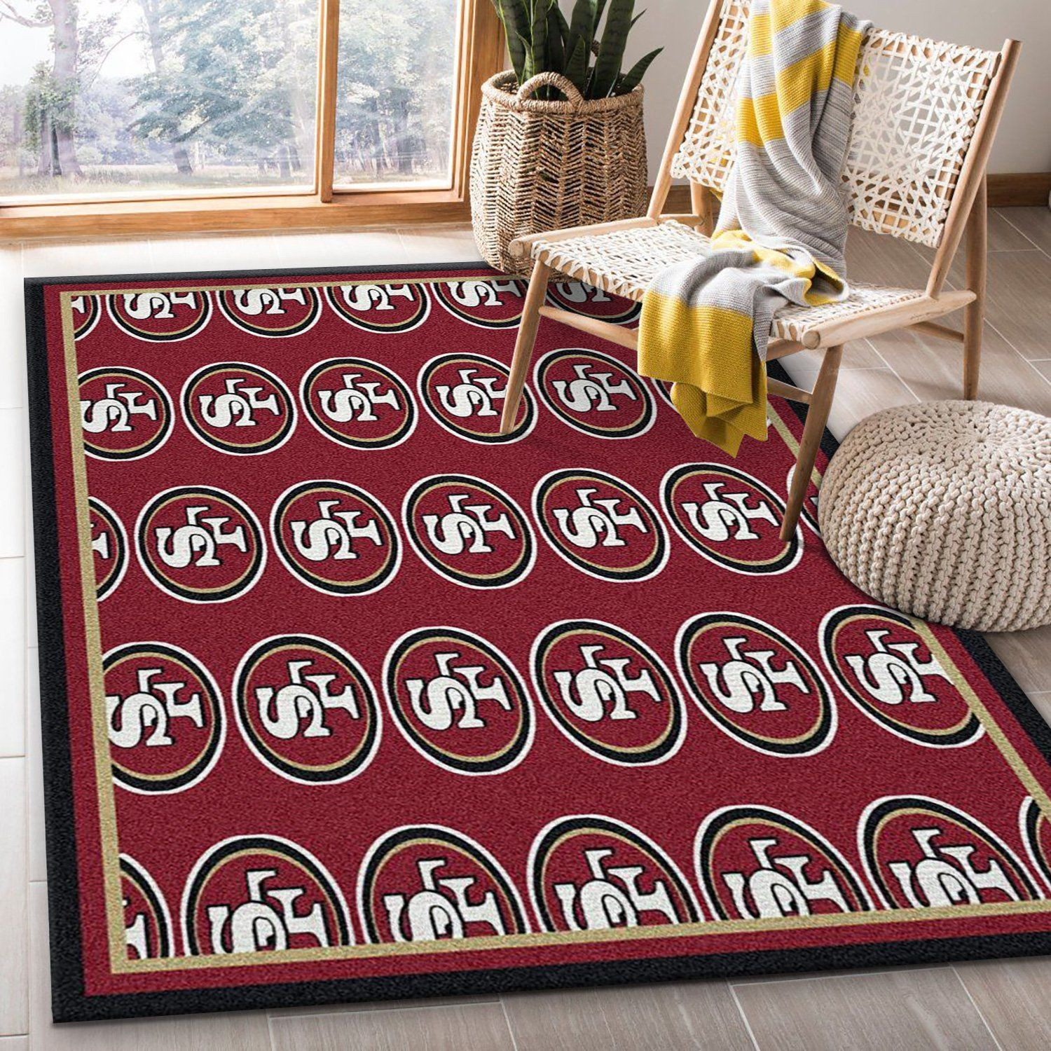 San Francisco 49ers Repeat Rug Nfl Team Area Rug Carpet, Kitchen Rug, US Gift Decor - Indoor Outdoor Rugs