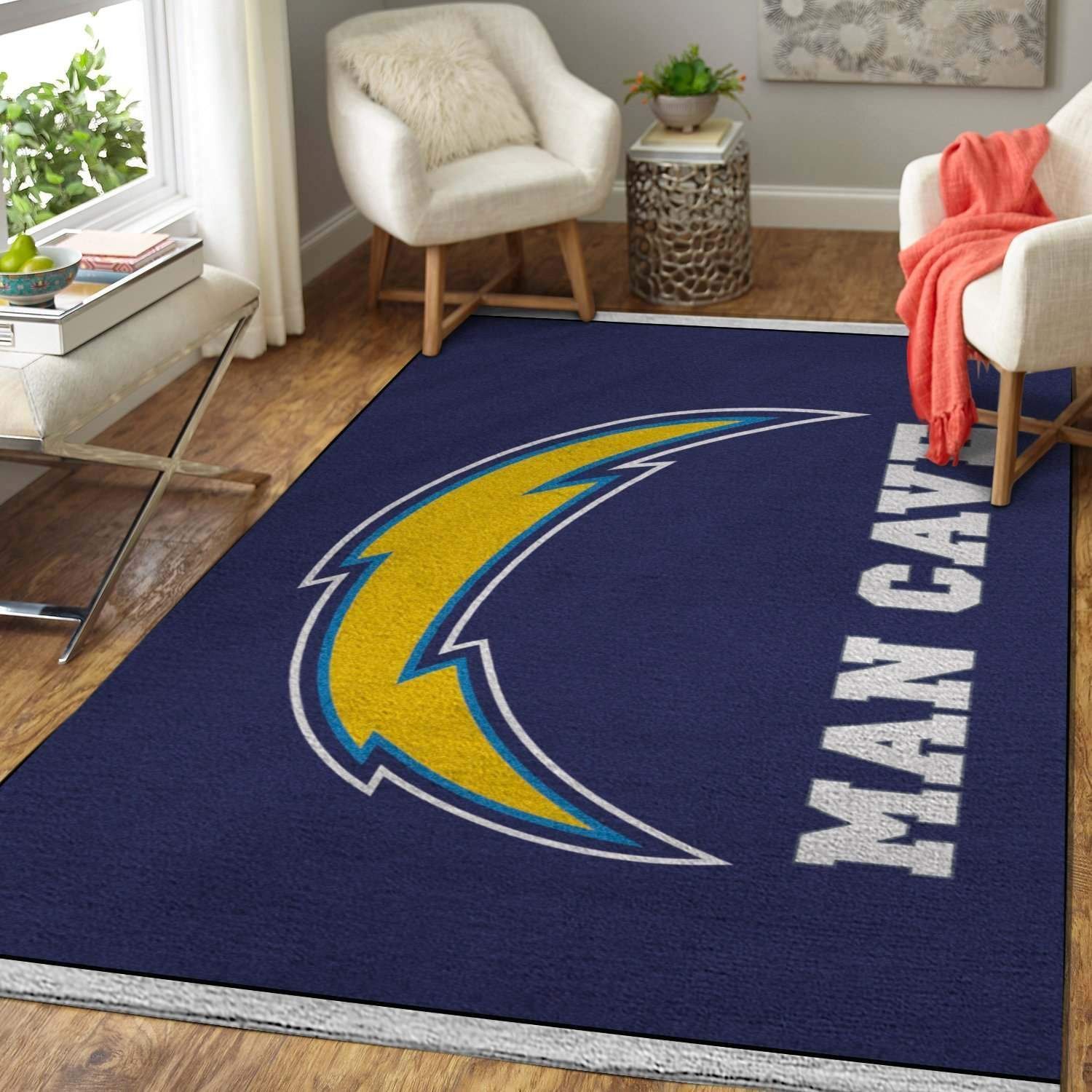 Nfl Football Los Angeles Chargers Logo Man Cave Area Rug Sport Home Decor - Indoor Outdoor Rugs