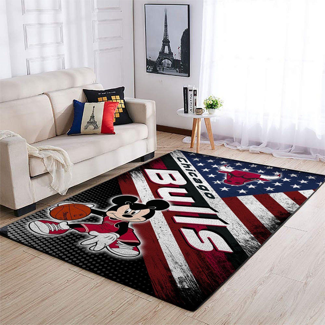 Chicago Bulls Nba Team Logo Mickey Us Style Nice Gift Home Decor Rectangle Area Rug - Indoor Outdoor Rugs