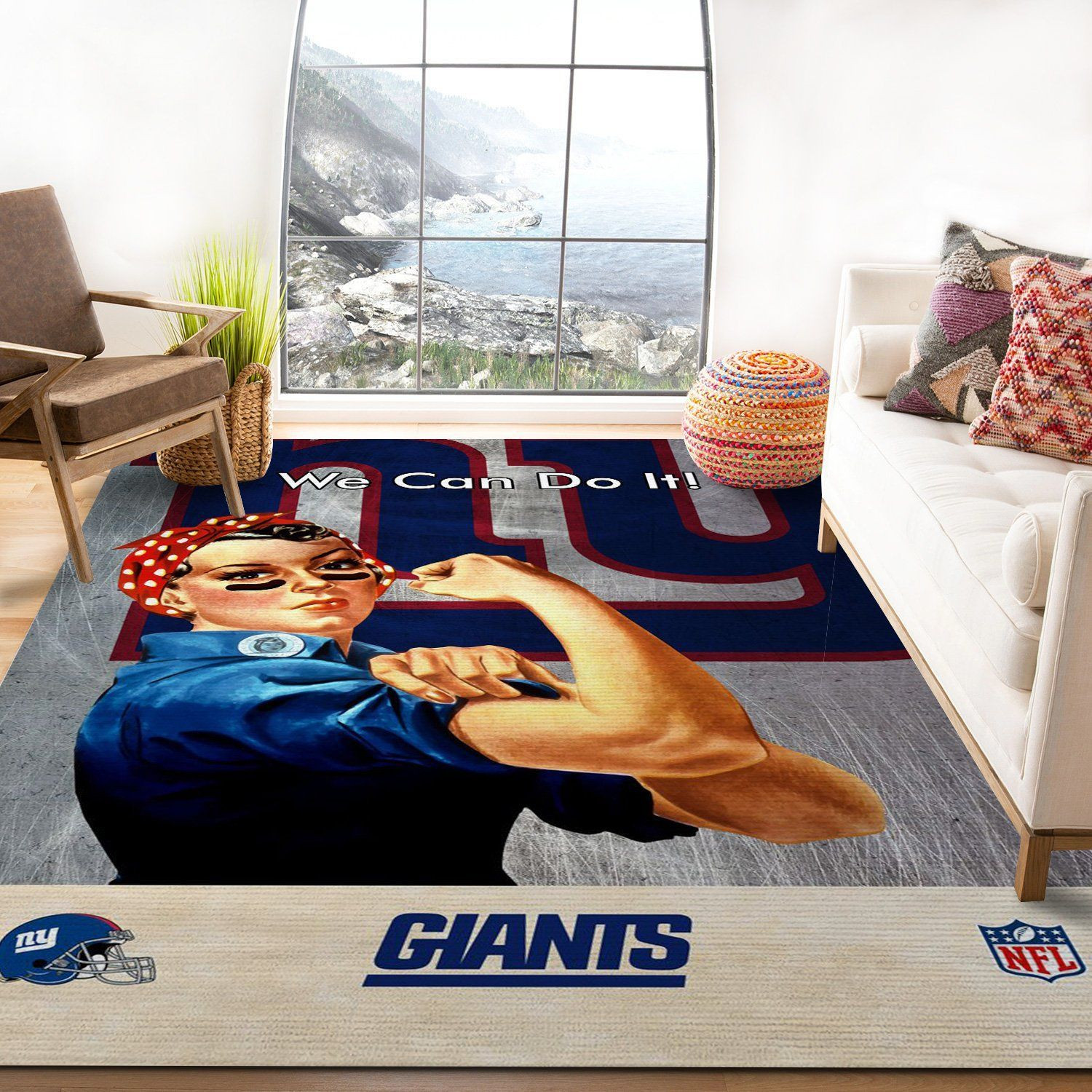 New York Giants Nfl Team Logo Rug Bedroom Rug US Gift Decor - Indoor Outdoor Rugs
