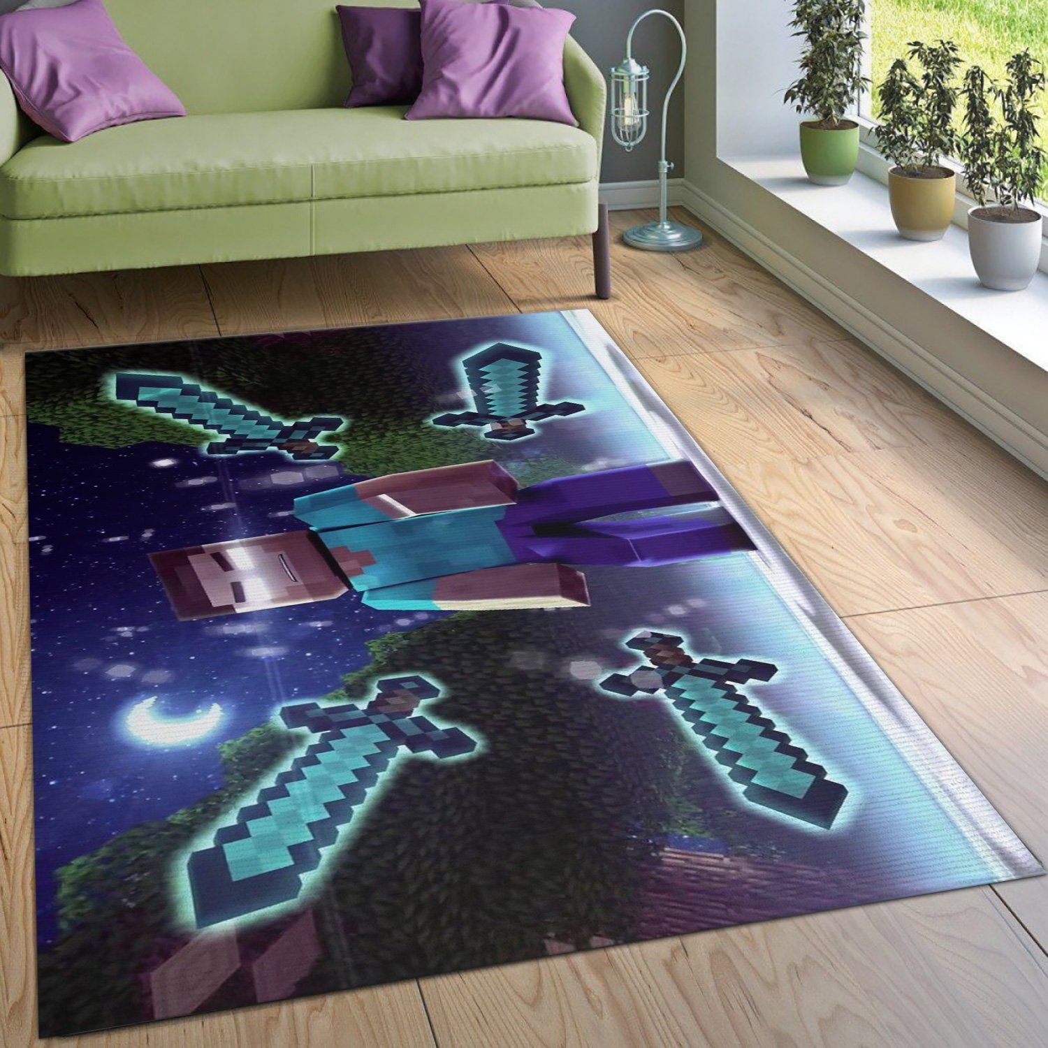 Minecraft Gaming Area Rug Bedroom Rug Family Gift US Decor - Indoor Outdoor Rugs