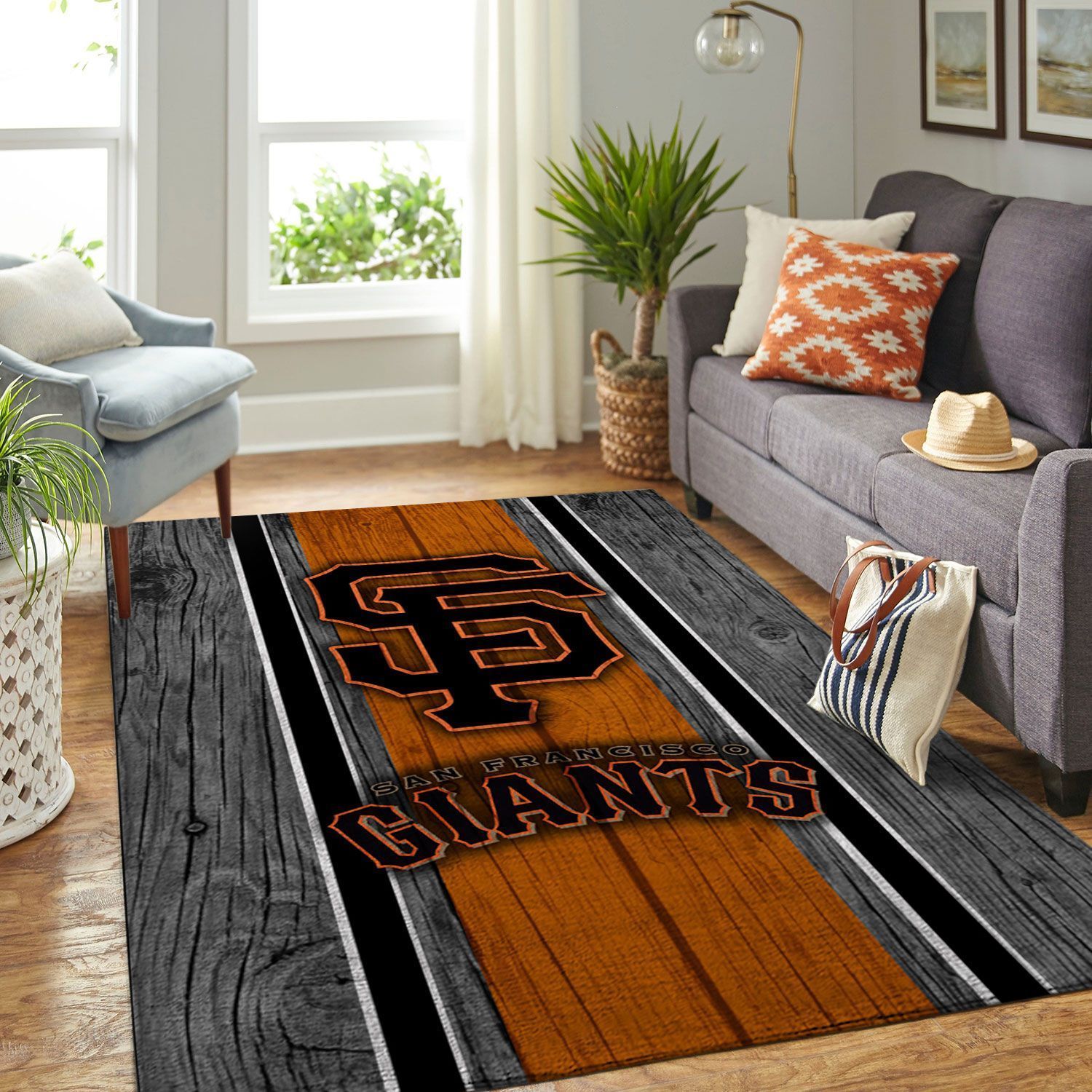 San Francisco Giants Mlb Team Logo Wooden Style Style Nice Gift Home Decor Rectangle Area Rug - Indoor Outdoor Rugs